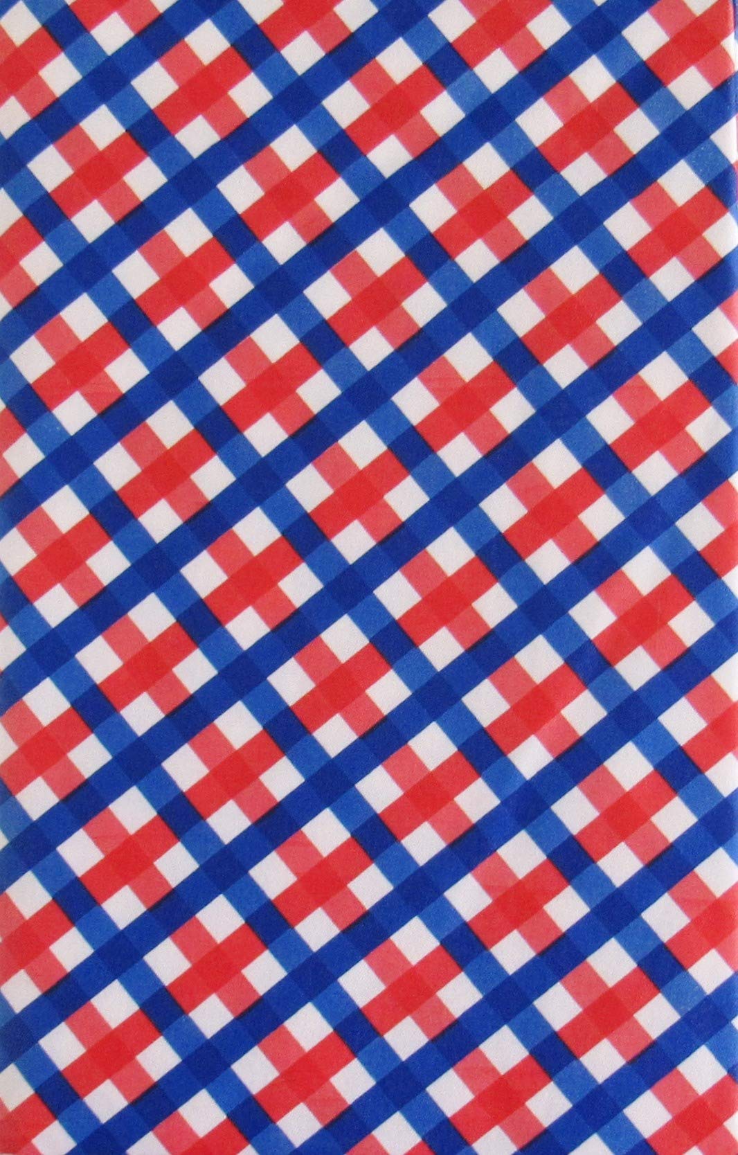 Americana (Elrene) Patriotic Red, White And Blue Check Pattern Vinyl Flannel Back Tablecloth (60'' Round)