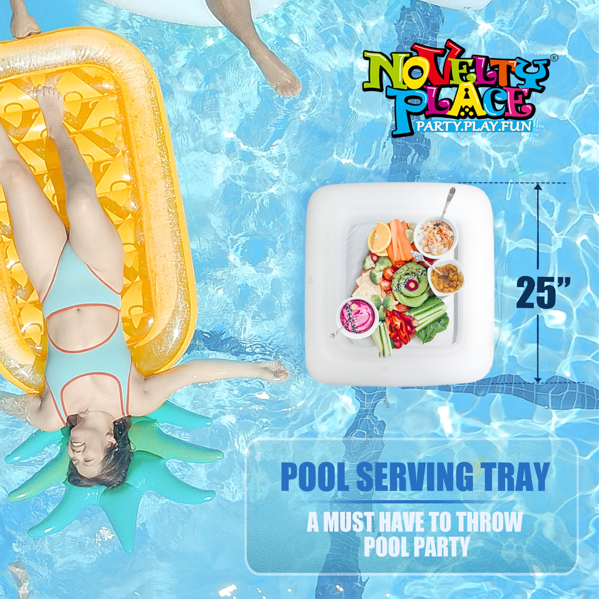 Novelty Place Inflatable Ice Serving Buffet Bar - Salad Food & Drinks Cooler Serving Tray For Summer Party Picnic & Camping (Pac