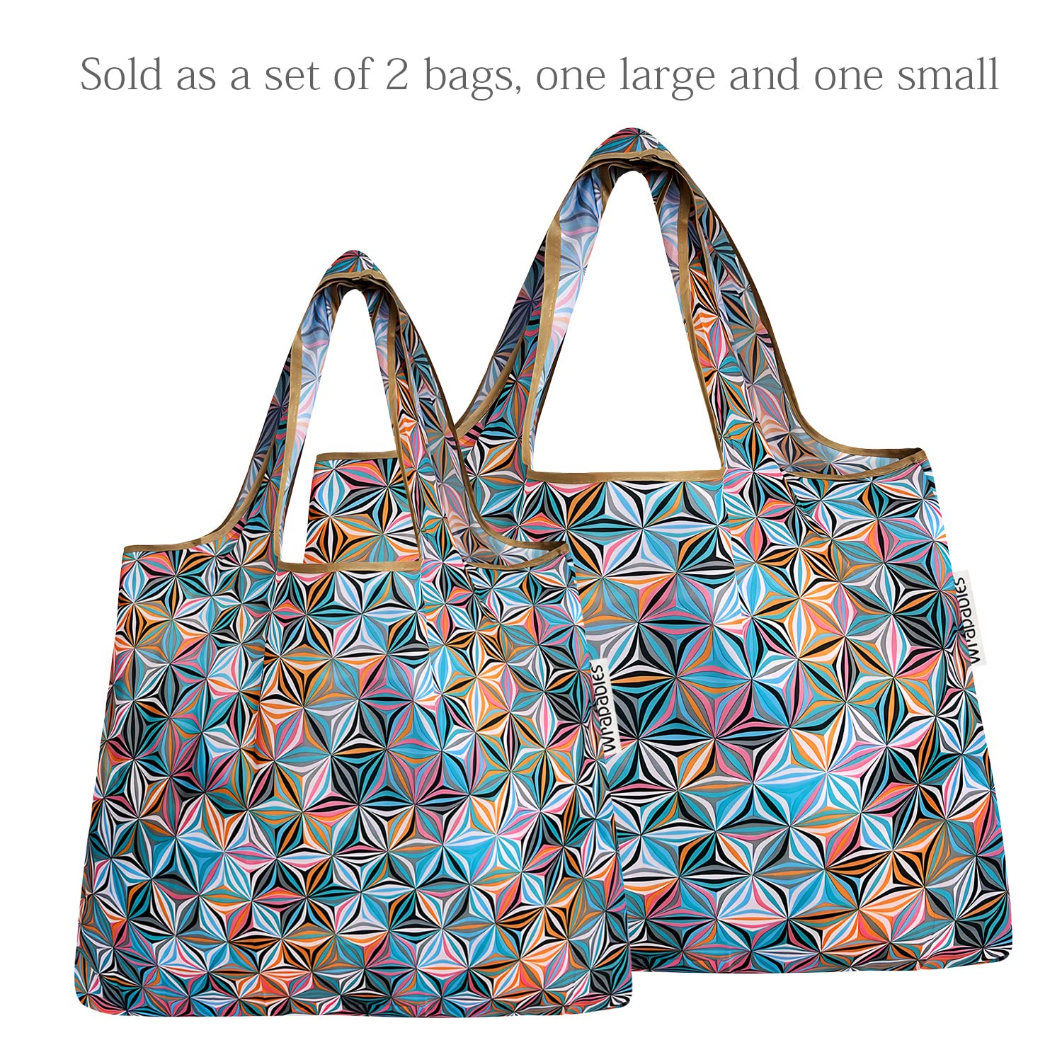 Allydrew Large & Small Foldable Tote Nylon Reusable Grocery Bags, Set Of 2, Star Pattern