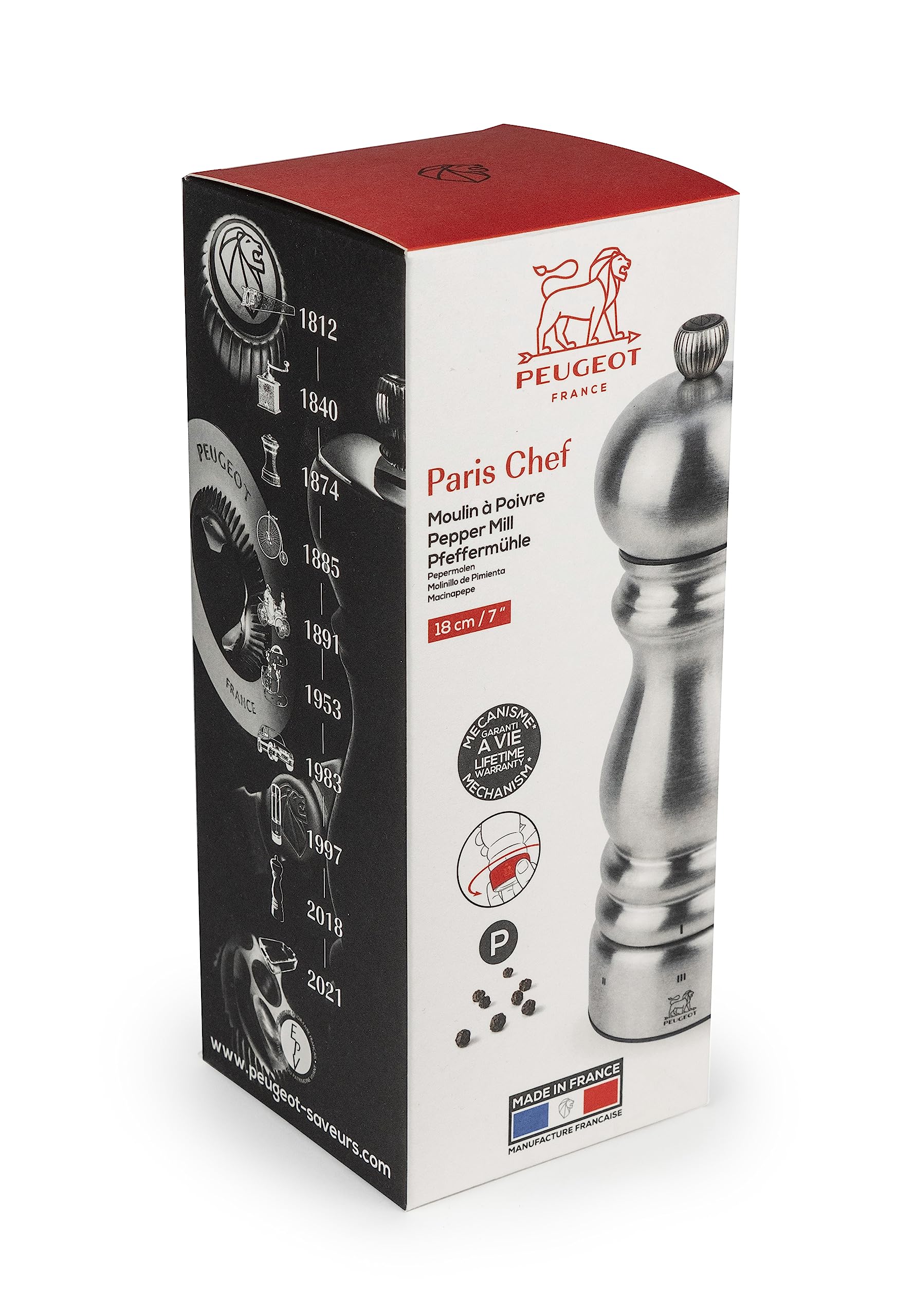 'Peugeot Paris Chef u'Select Stainless Steel 18cm - 7'''' Pepper Mill'' (32470)