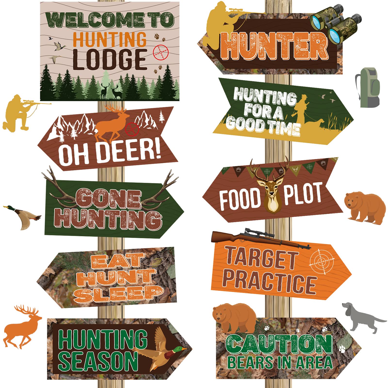 20 Pieces Hunting Party Sign Gone Hunting Party Themed Directional Sign Deer Hunting Camo Cutouts Welcome Yard Sign For Birthday