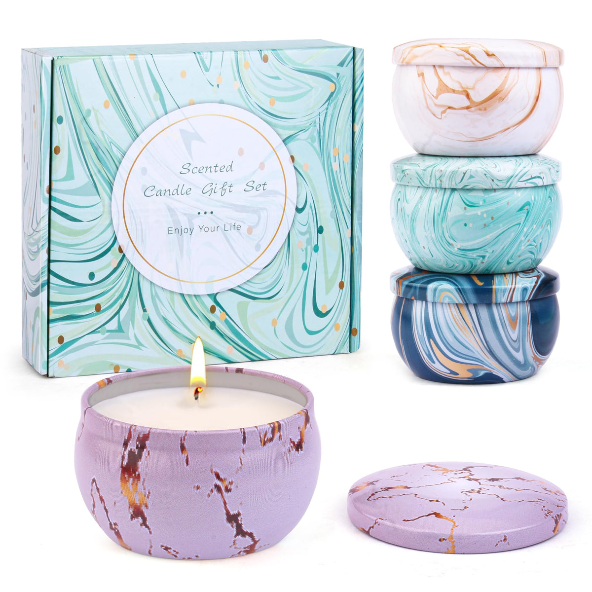 Christmas Candle Gifts - Scented Candles Gifts Set for Women, 4 Packs Aromatherapy Candles for Home Scented, 120H Long Burning N