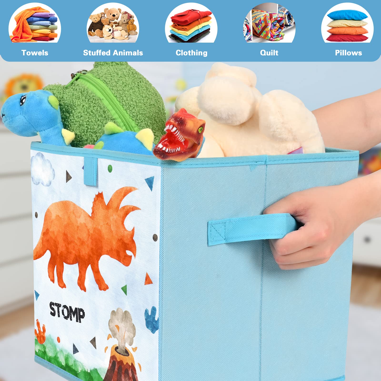 Wernnsai Cube Storage Bins - 4 Pack Fabric Foldable Storage Cube Organizer For Kids Decorative Storage Baskets With Handles 11''