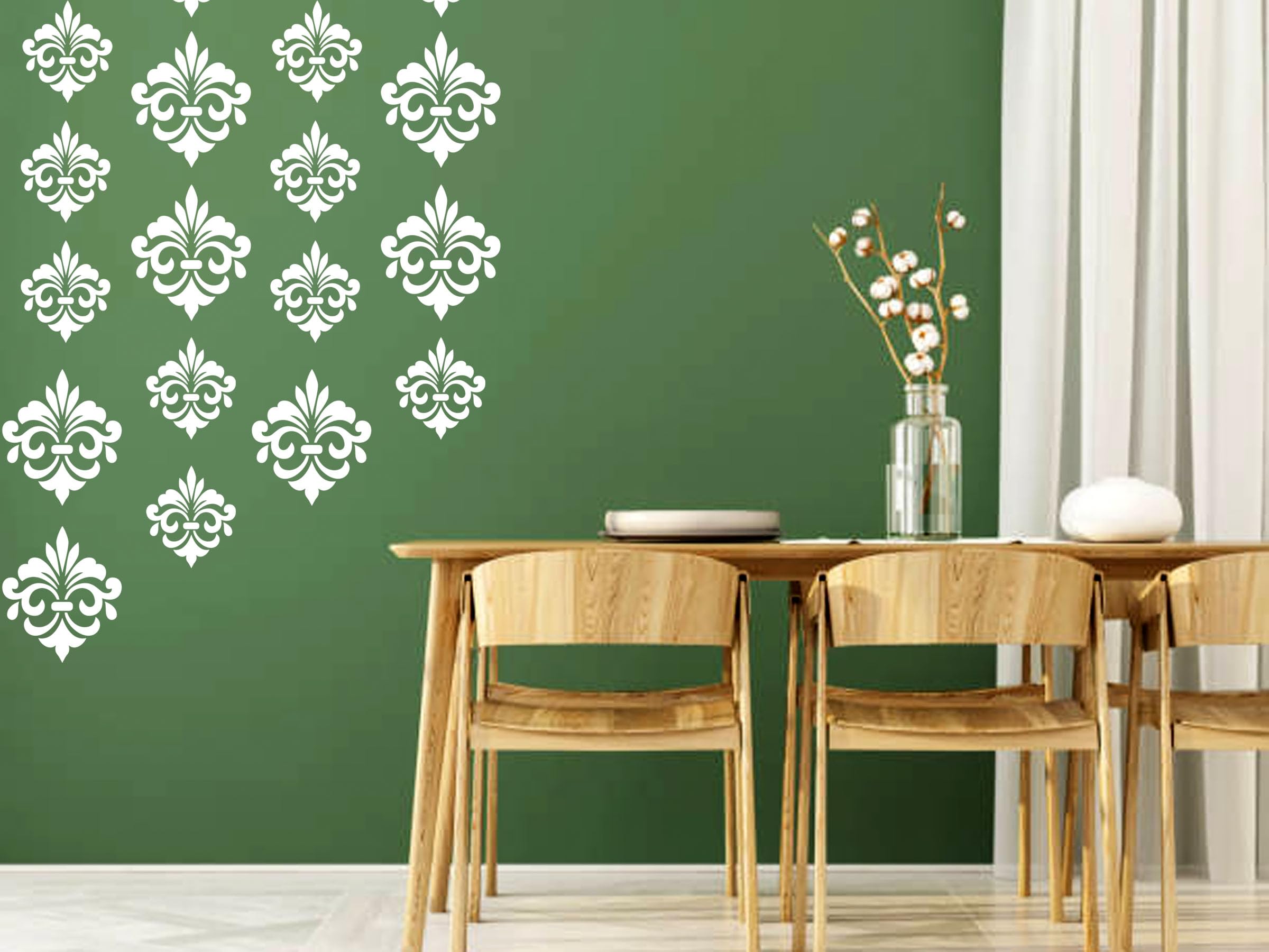 Arhat Stencils Glossy Pvc AsrE797 Beautiful Damask Motiff Wall DCor Stencils (Size:12W X 12L , 10W X 10L Inches)__For Craf