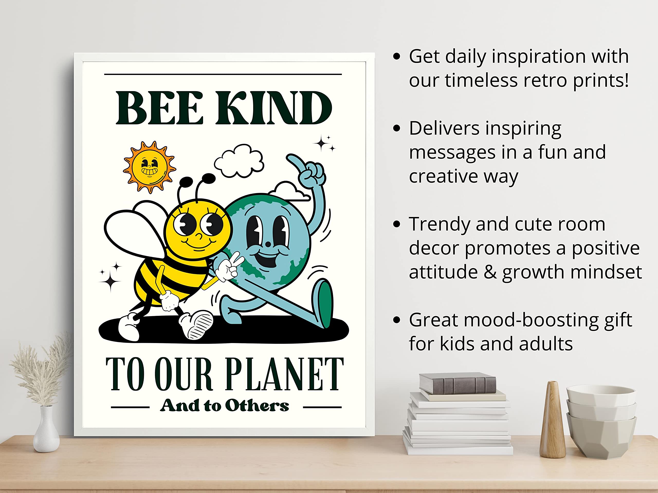 Lava Land Retro Positive Posters For Room Aesthetic Wall Art Print, Cute Retro Be Kind Kindness 70S Posters For Classroom, Room,