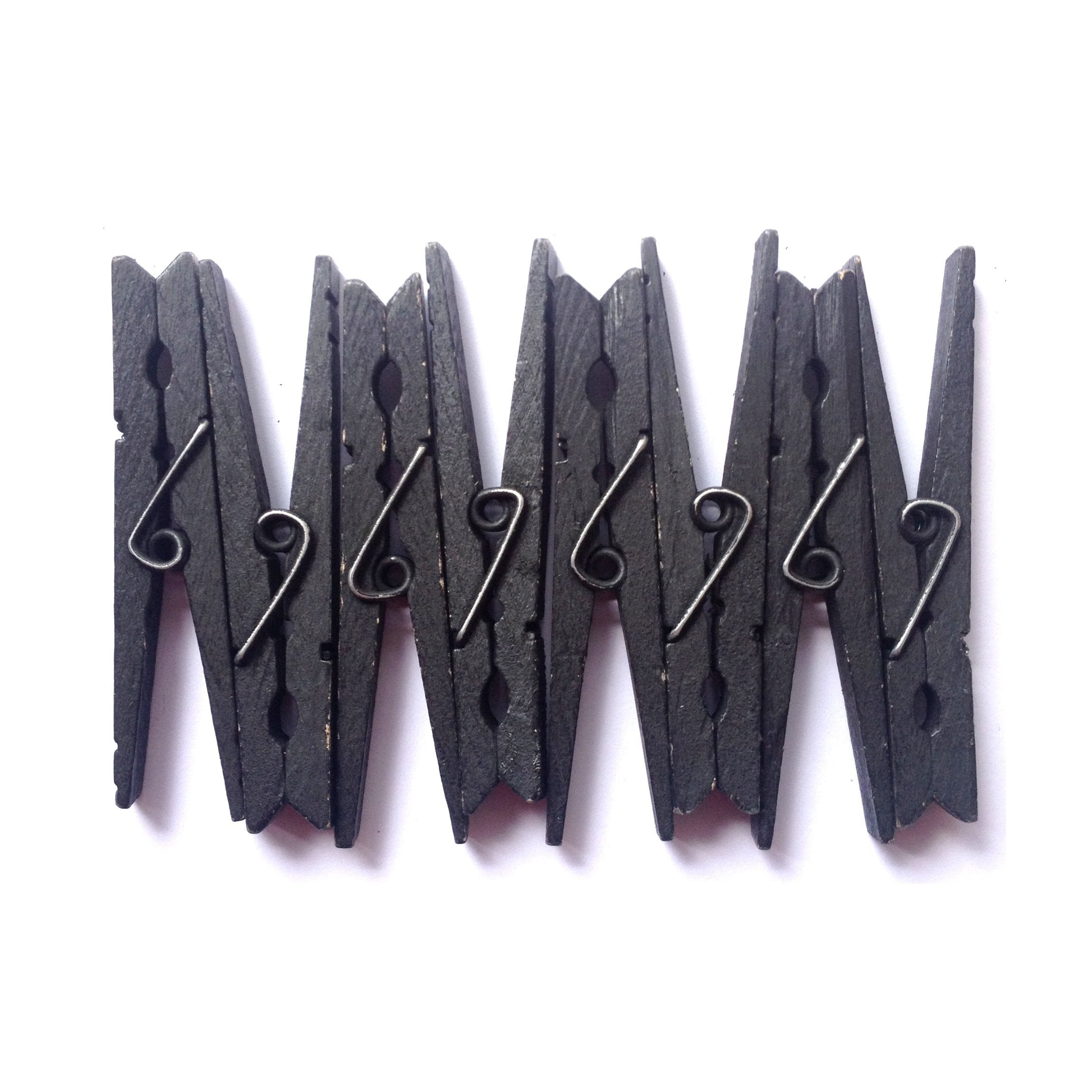 LWR CRAFTS Wooden Large Clothespins 3-5/16 '' 8.4cm 30 Pieces Per Pack (Black)