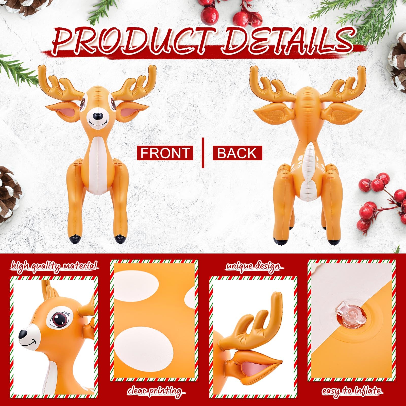Liliful 1 Pcs Giant Inflatable Reindeer Inflatable Christmas Standing Reindeer Deer 36 x 25 Inch Blow up Animals Decorations for