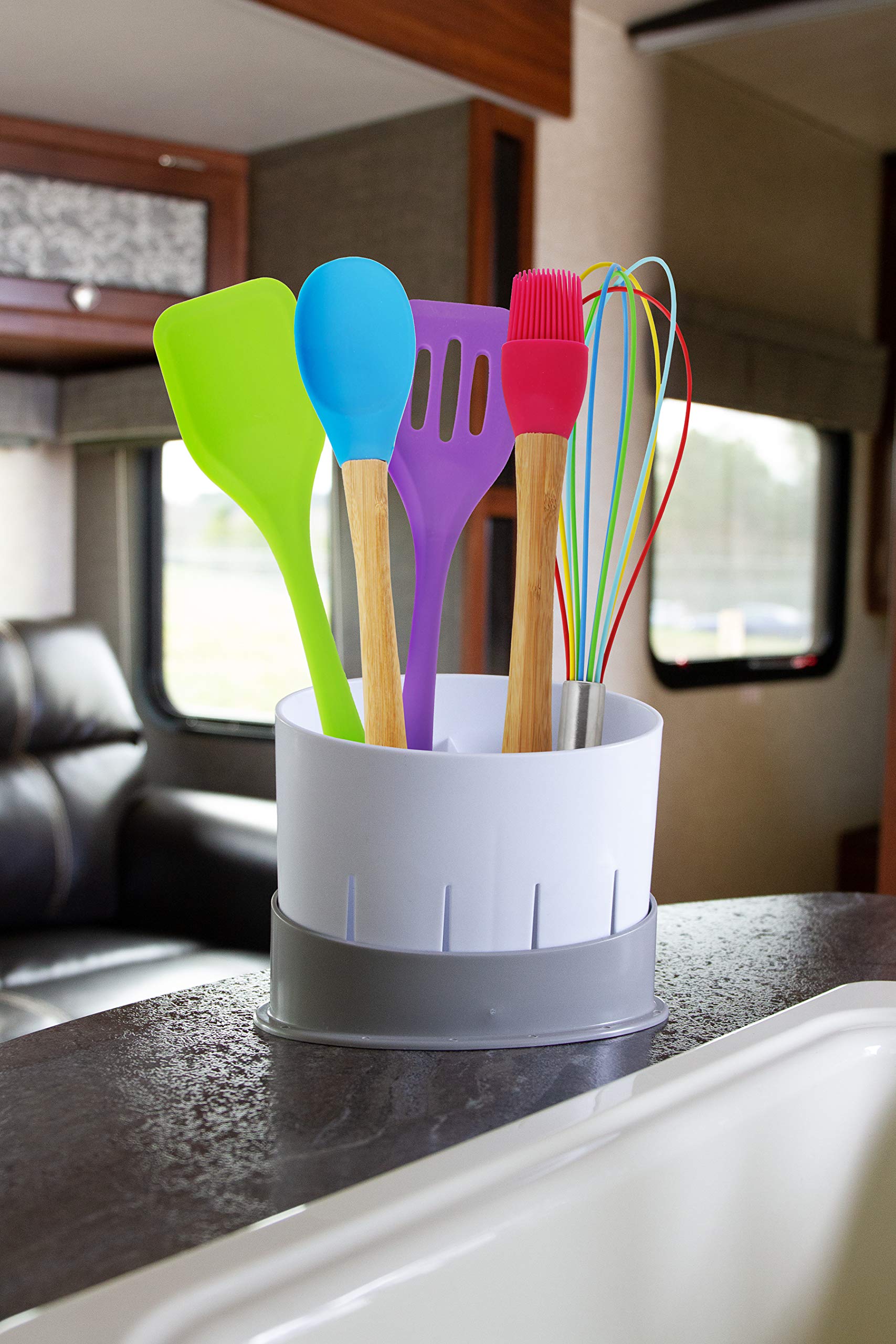 Camco 43513 Countertop Utensil Drainer - Perfect For Storing And Drying Eating Utensils, Sponges, Brushes And Soap - Includes A
