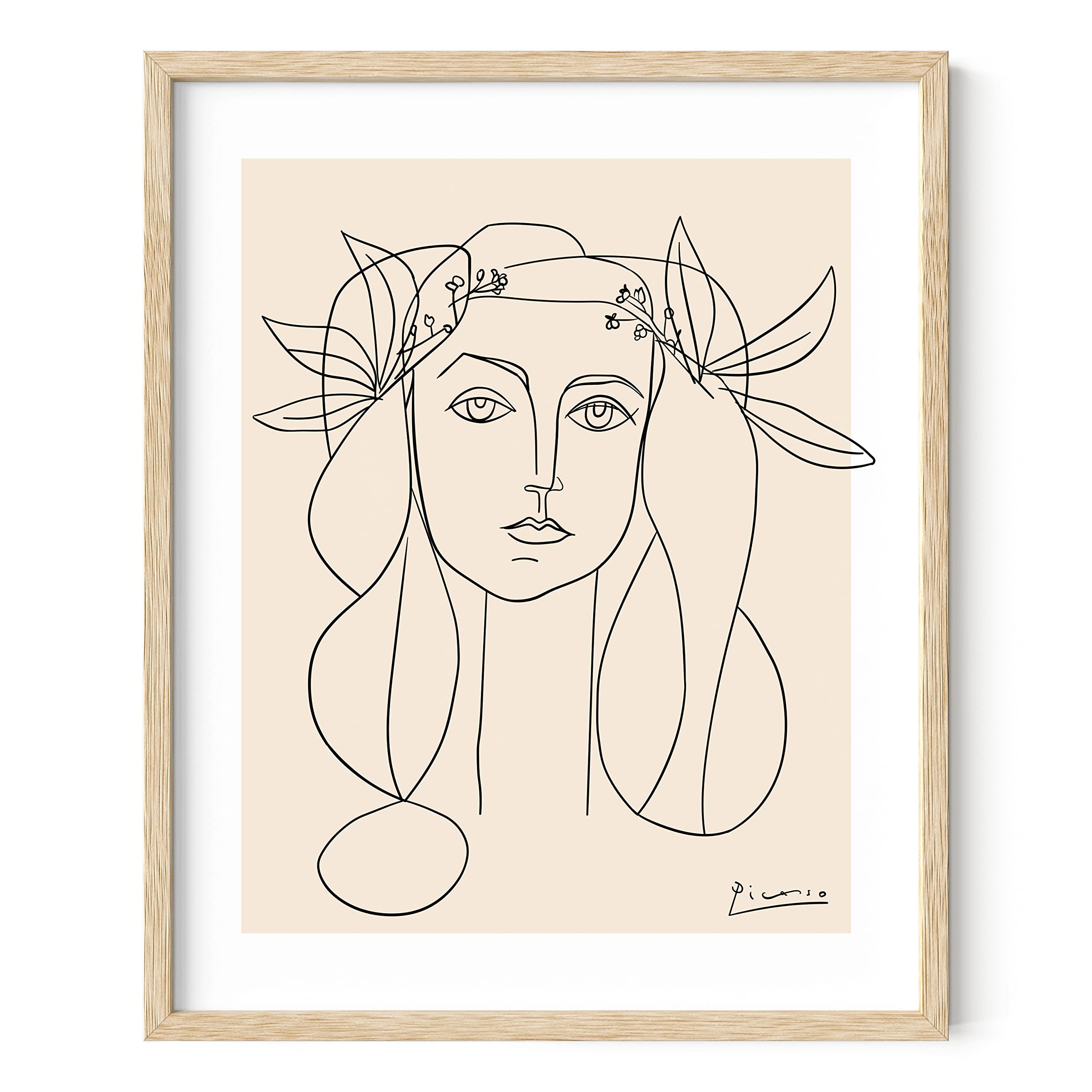 Haus And Hues Picasso Abstract Woman Wall Art - Minimalist Line Art, Aesthetic Line Art, Picasso Woman Face Poster For Living Ro