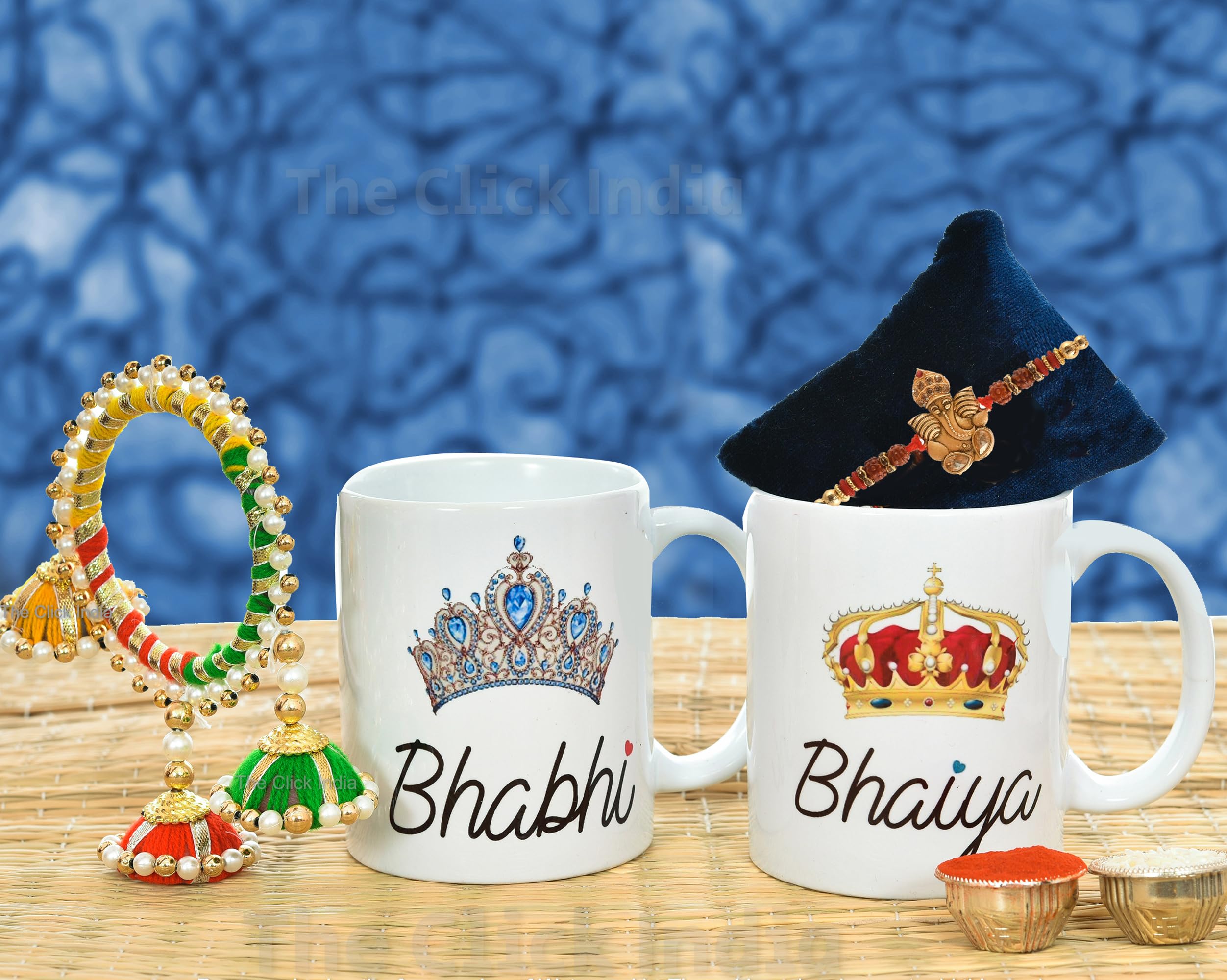 The Click India Rakhi Mug for Bhaiya and Bhabhi | Bhaiya Bhabhi Rakhi Gift | Rakhi Mug Combo Set Gifts for Bhai Bhabhi On Raksha