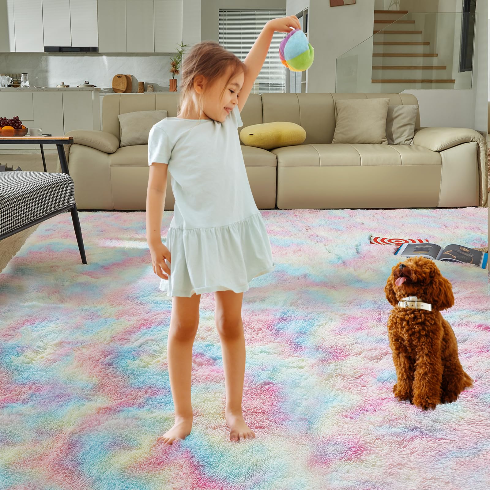 Ultra Soft Rug for Living Room, 5X8 Fluffy Shag Area Rug for Bedroom, Modern Shaggy Carpets Fuzzy Rug for Teens Dorm Nursery Hom