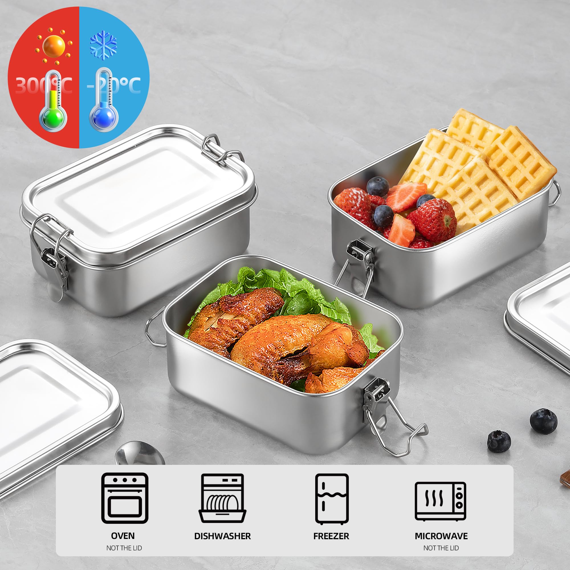 Befoy Small Stainless Steel Food Storage Containers Set | Reusable Metal Lunch Snack Boxes Food Prep Container With Lids Freezer
