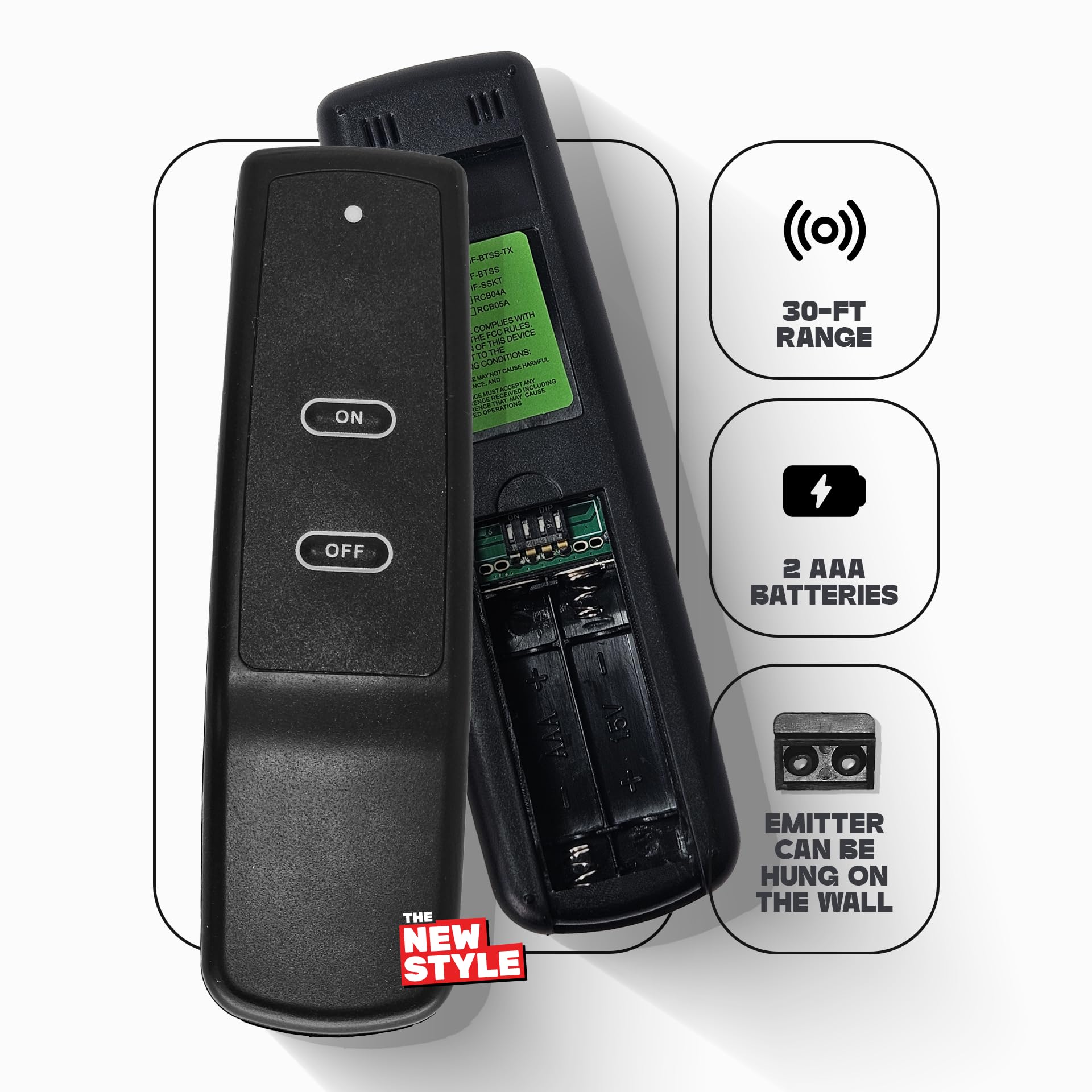 The-new-style Gas Fireplace Remote Control for Millivolt Valve, RCB Basic, Black, Compatible with Skytech, Ambient, Majestic