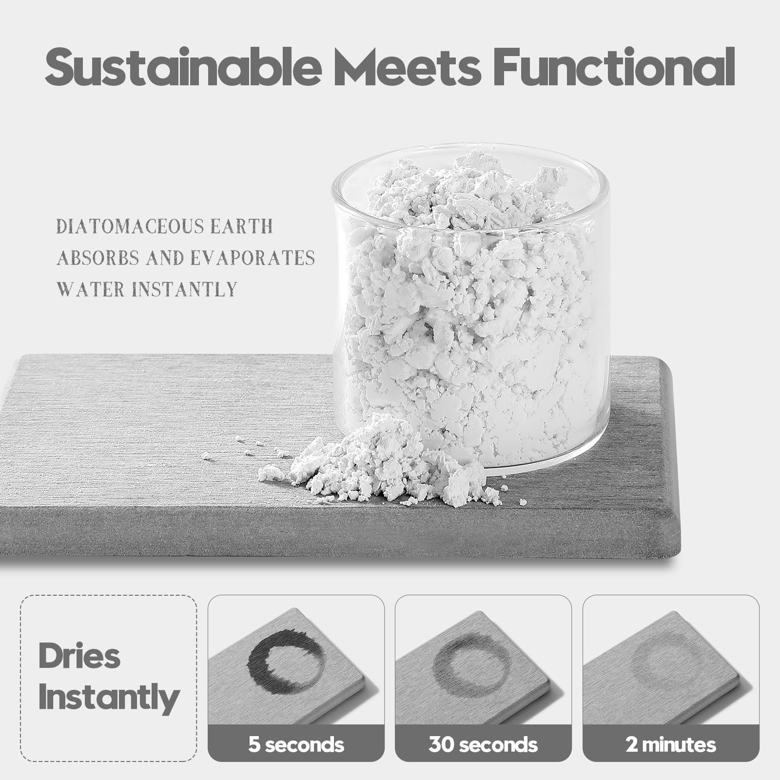 Razborci 4Pcs Bathroom Sink Vanity Trays, Diatomaceous Earth Quick Stone Drying Mat Kitchen Counter Dish Soap Dispenser Sponge H