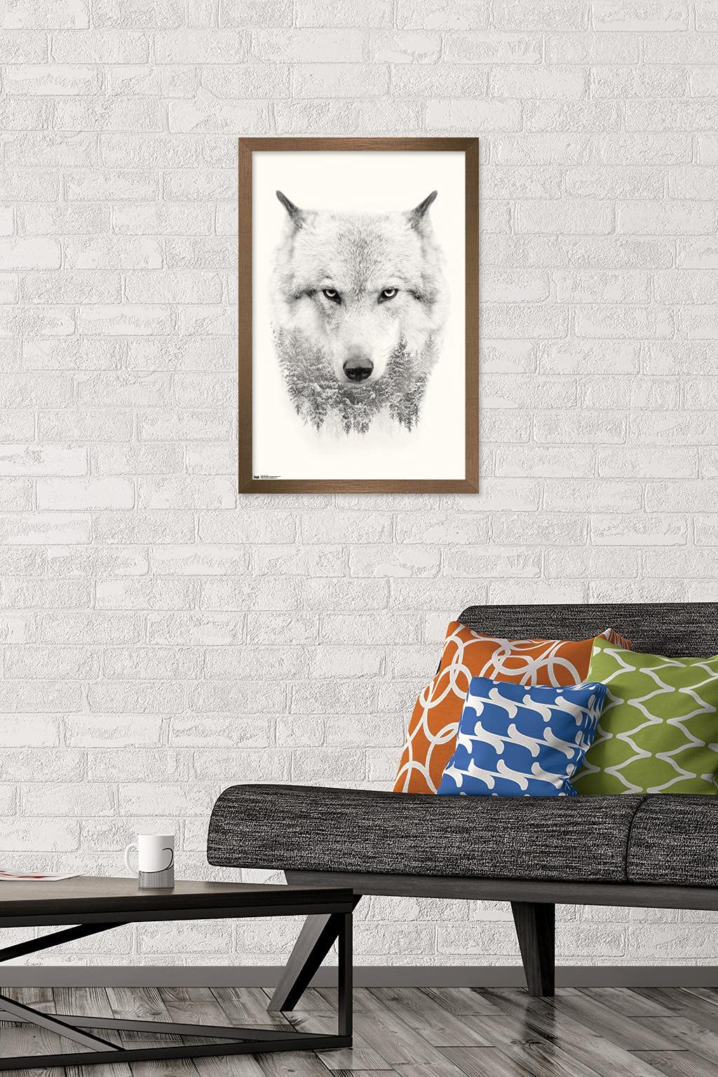 Trends International Wolf - Trees Wall Poster, 14.725'' X 22.375'', Bronze Framed Version