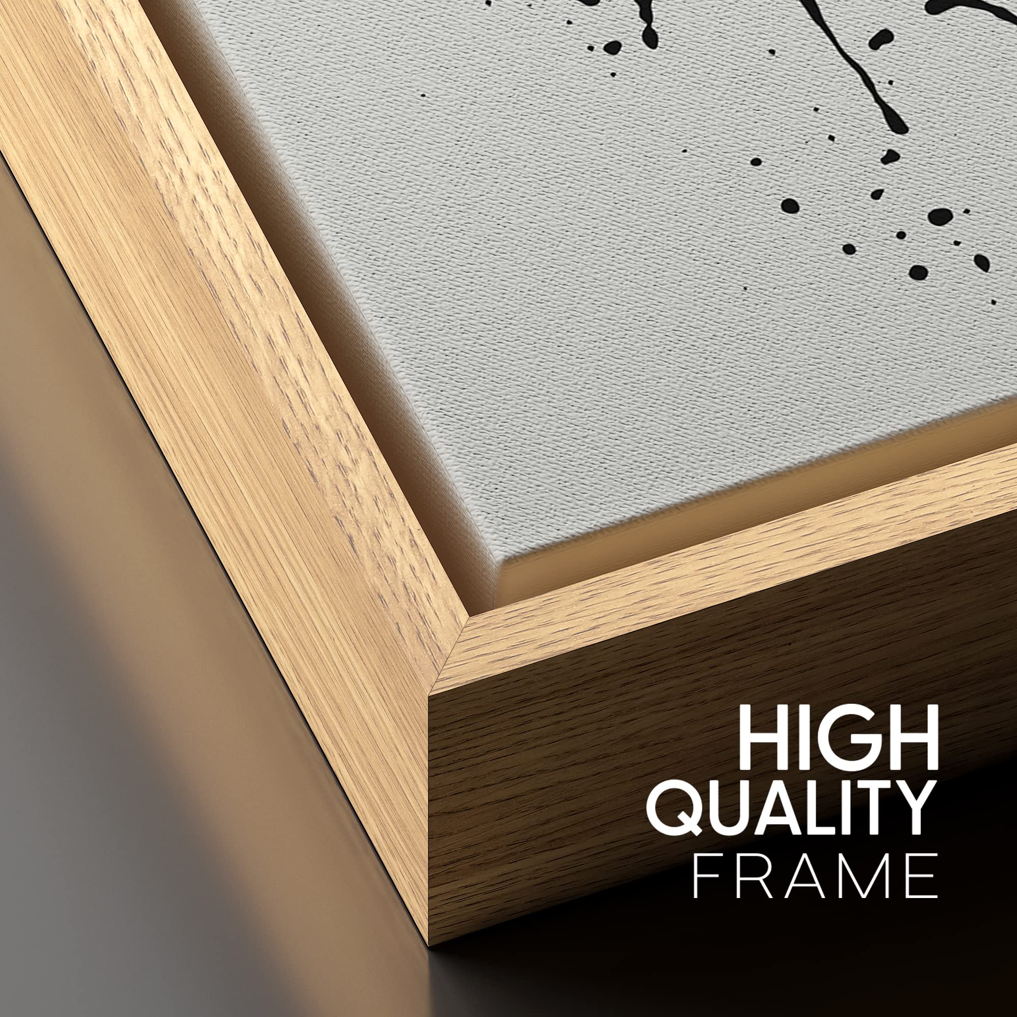 Signford Framed Canvas Print Wall Art Black White Paint Splatter Collage Abstract Shapes Illustrations Modern Art Decorative Boh