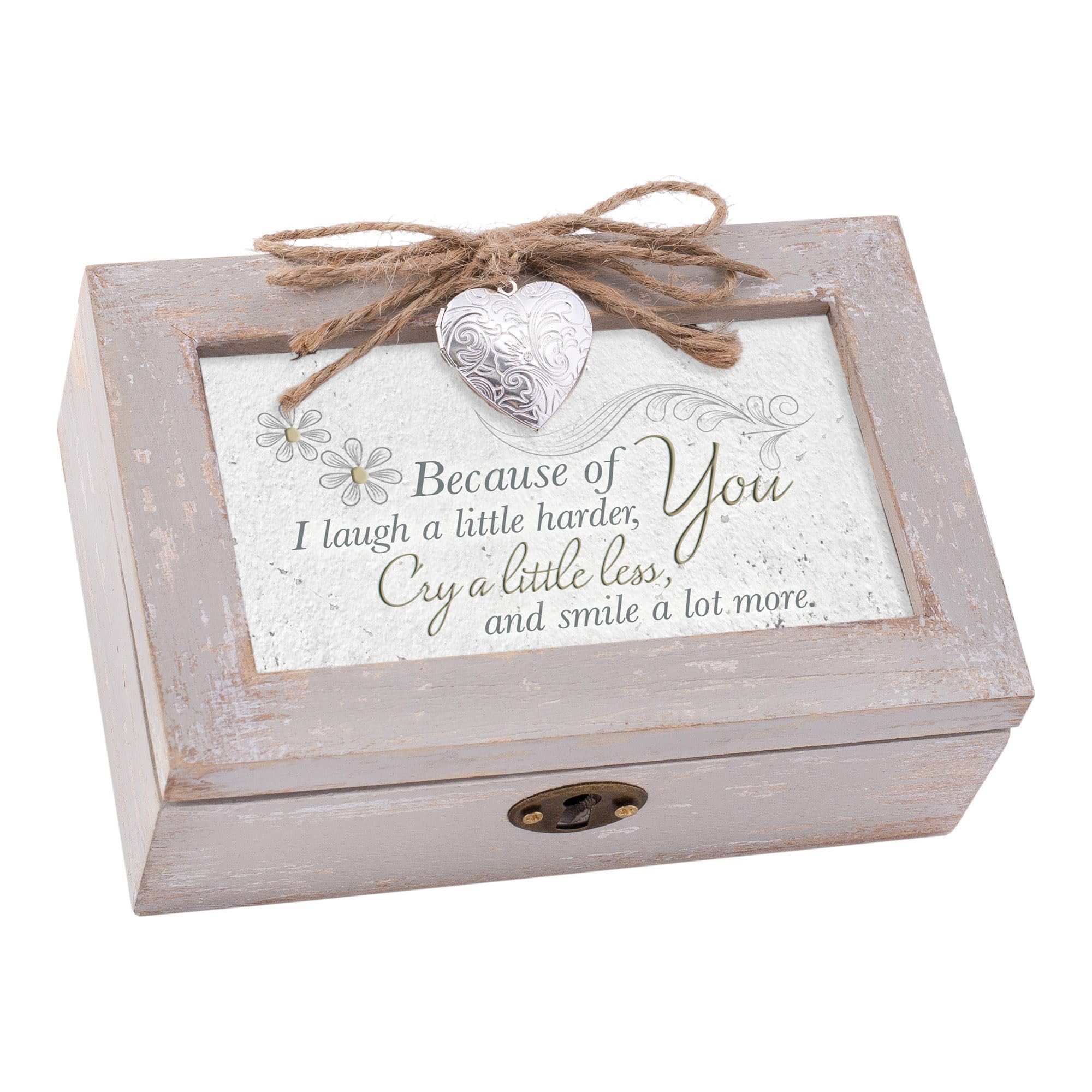 Cottage Garden Laugh Cry Smile Petite Locket Distressed Natural Music Box Plays Tune Thats What Friends are For