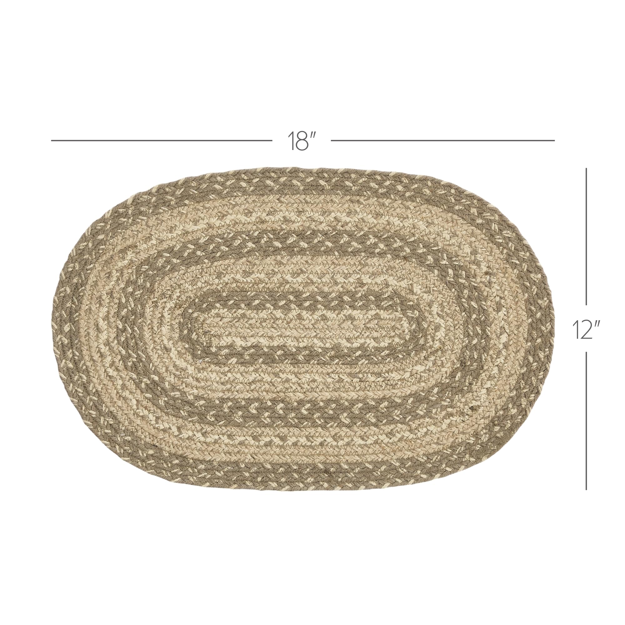 Vhc Brands Farmhouse Cobblestone Table Placemat, Tan Grey White, Jute Blend, Oval, 12X18 Inches