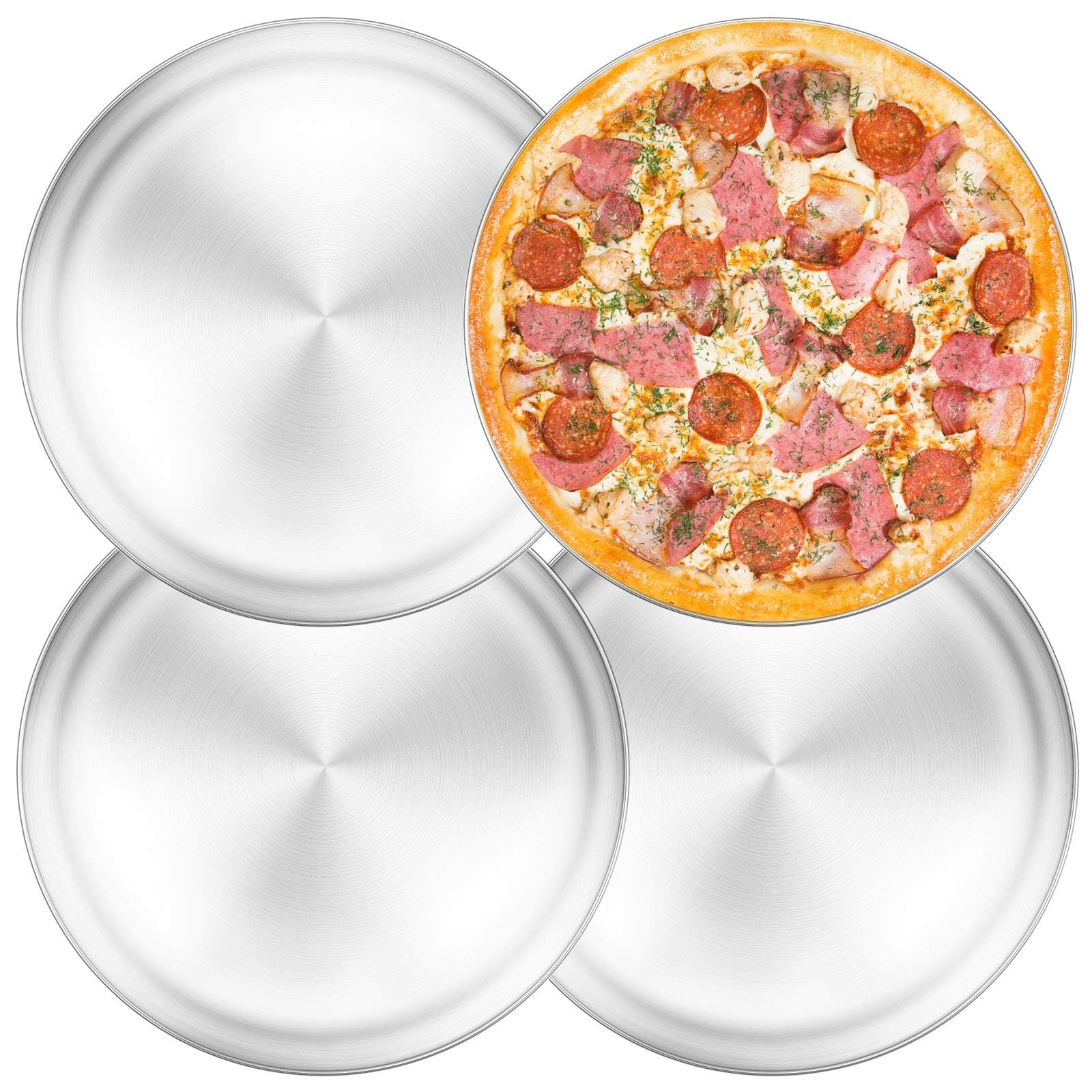 Yododo Pizza Pans, 12 Inch Stainless Steel Pizza Tray, Round Pizza Dish Plate For Oven Baking, Healthy & Heavy Duty, Rust Free &