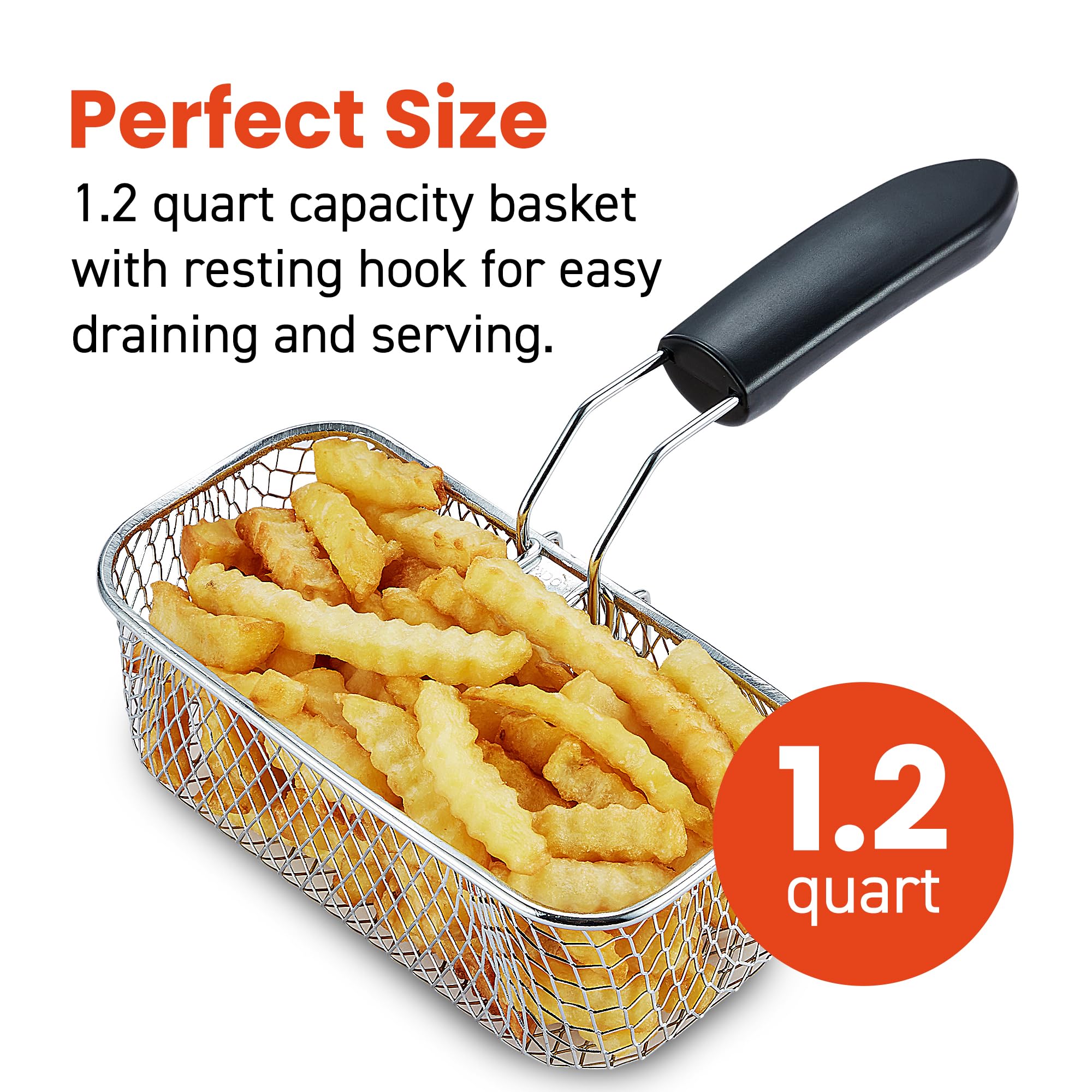 Elite Gourmet EDF1116 Electric Deep Fryer, 1.2 Qt. Stainless Steel, Adjustable Temperature, Removable Basket, Cool-Touch Lid