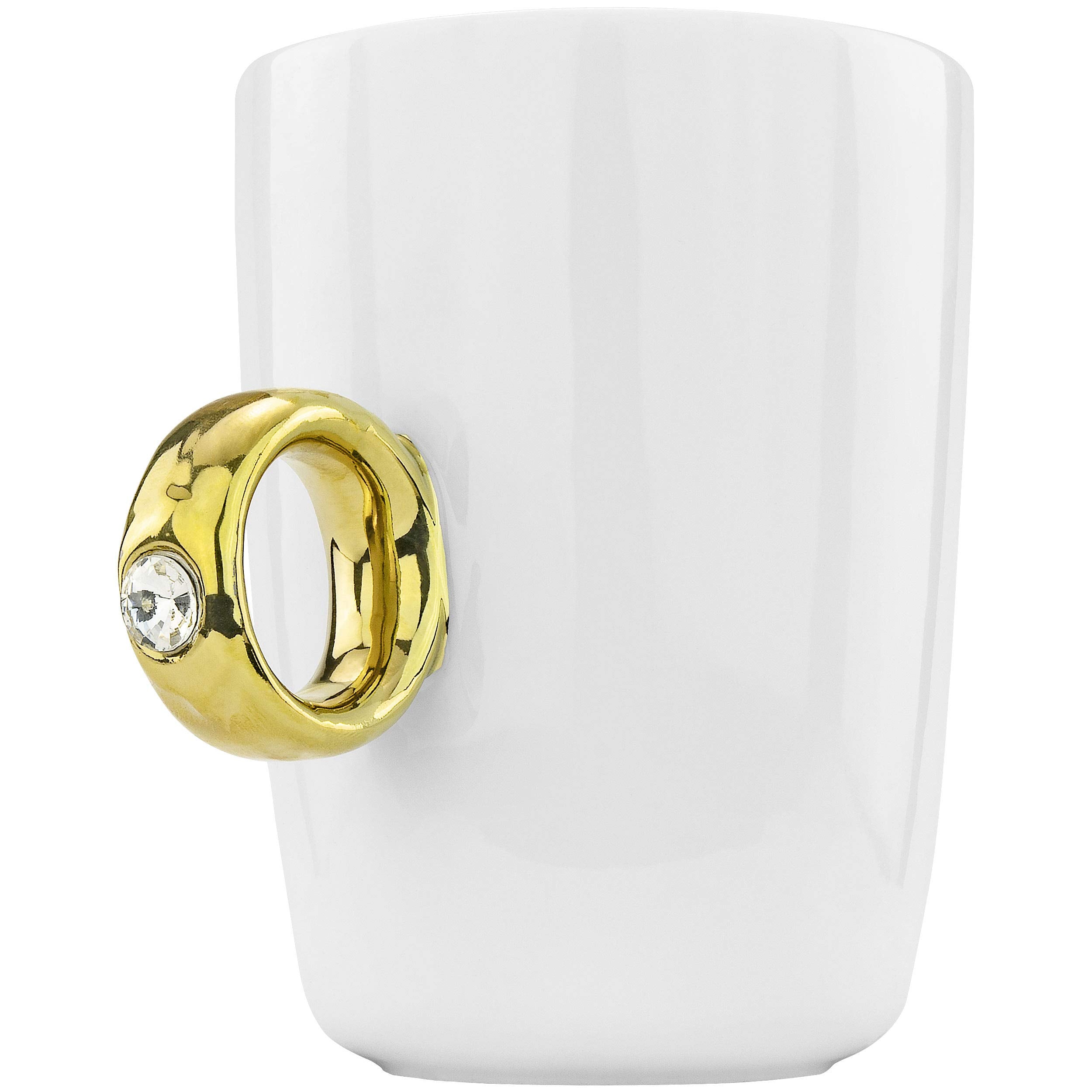 Fairly Odd Novelties Ceramic Engagement 2 Carat Solitaire Ring Novelty Gag Gift Mug, Gold