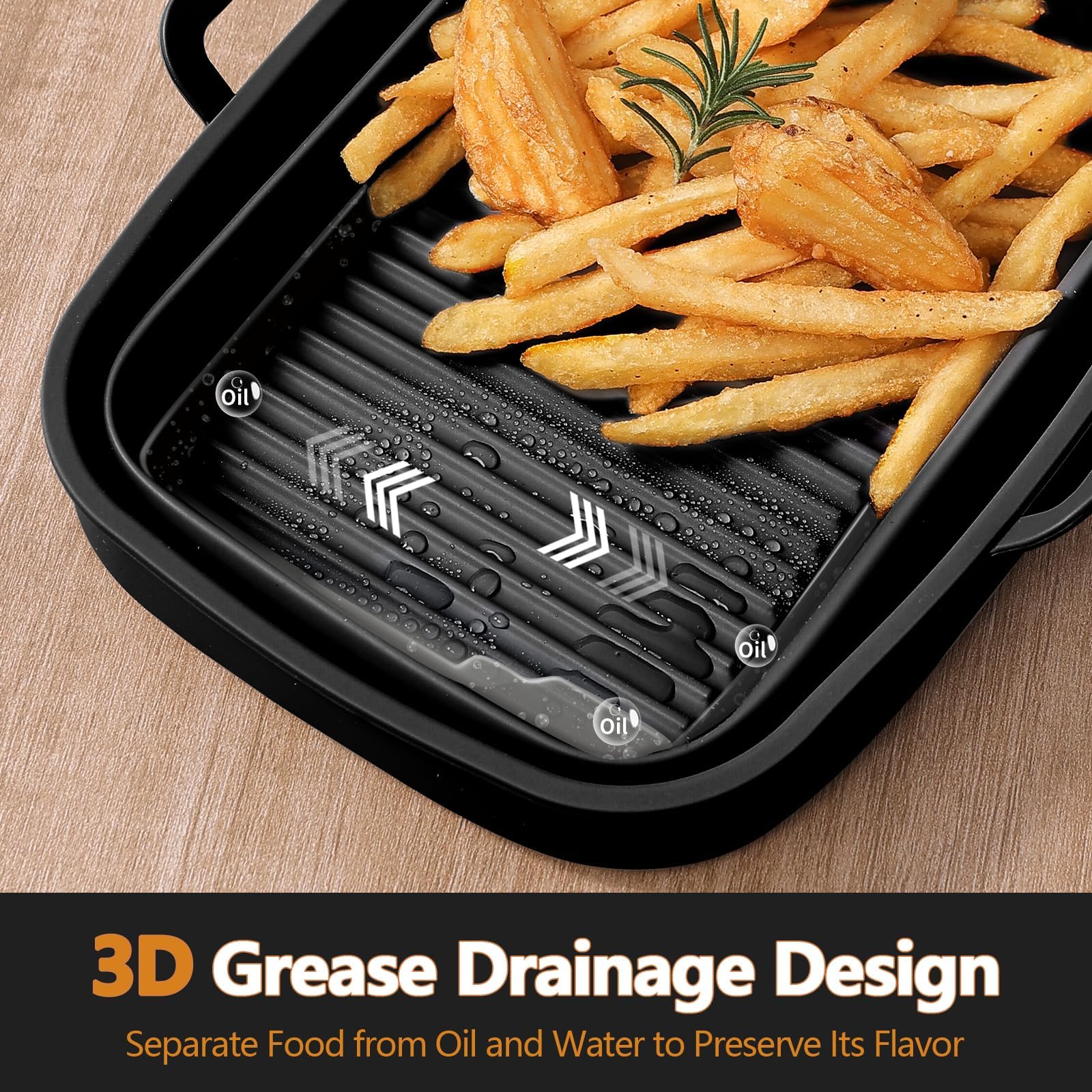 Vangerute Collapsible 2-Pack Air Fryer Silicone Liners For 10Qt Ninja Foodi Dual, Rectangular Air Fryer Silicone Pot, Reusable S