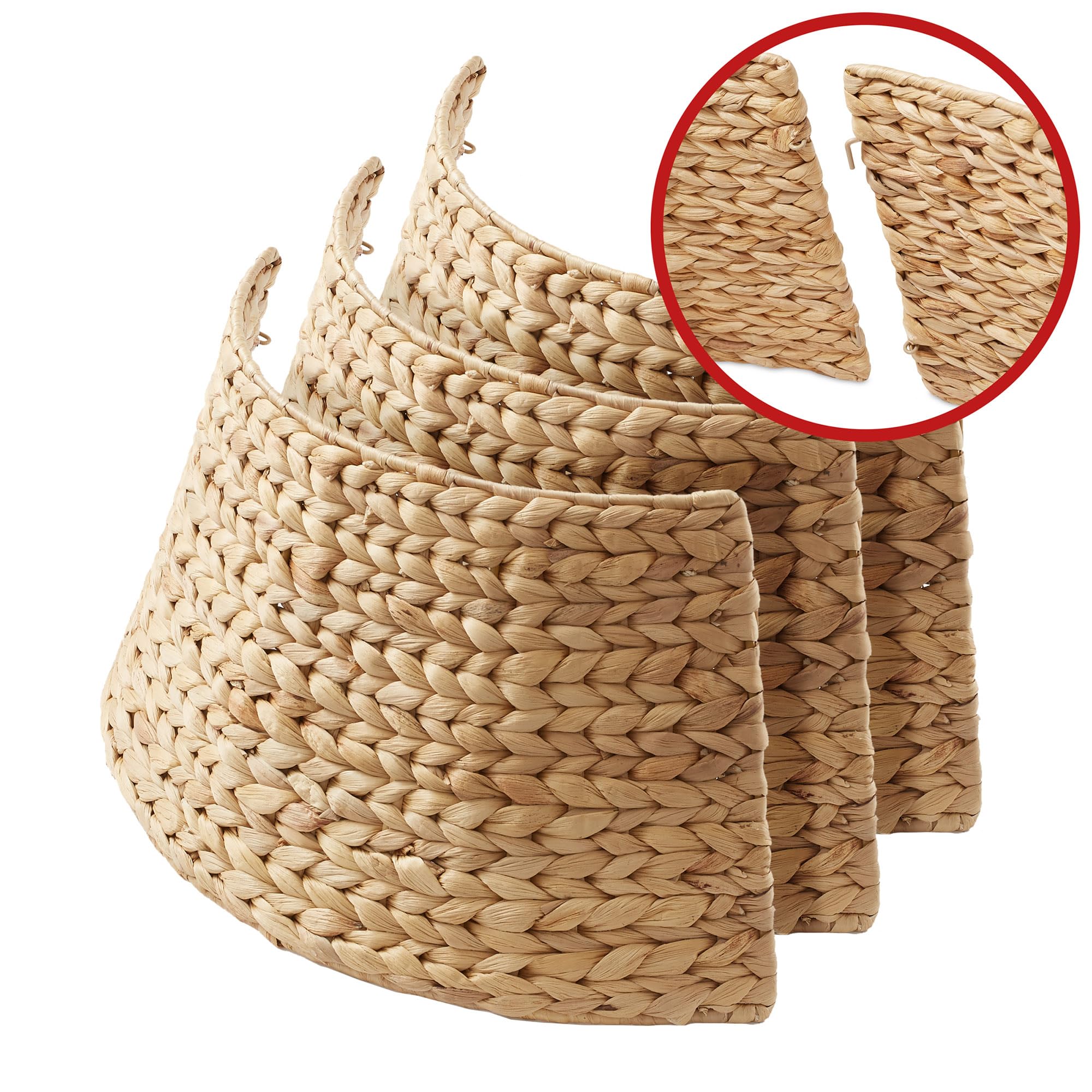 Casafield 24-Inch Christmas Tree Collar, Woven Water Hyacinth Tree Base Cover with Cord Cut Out, Natural