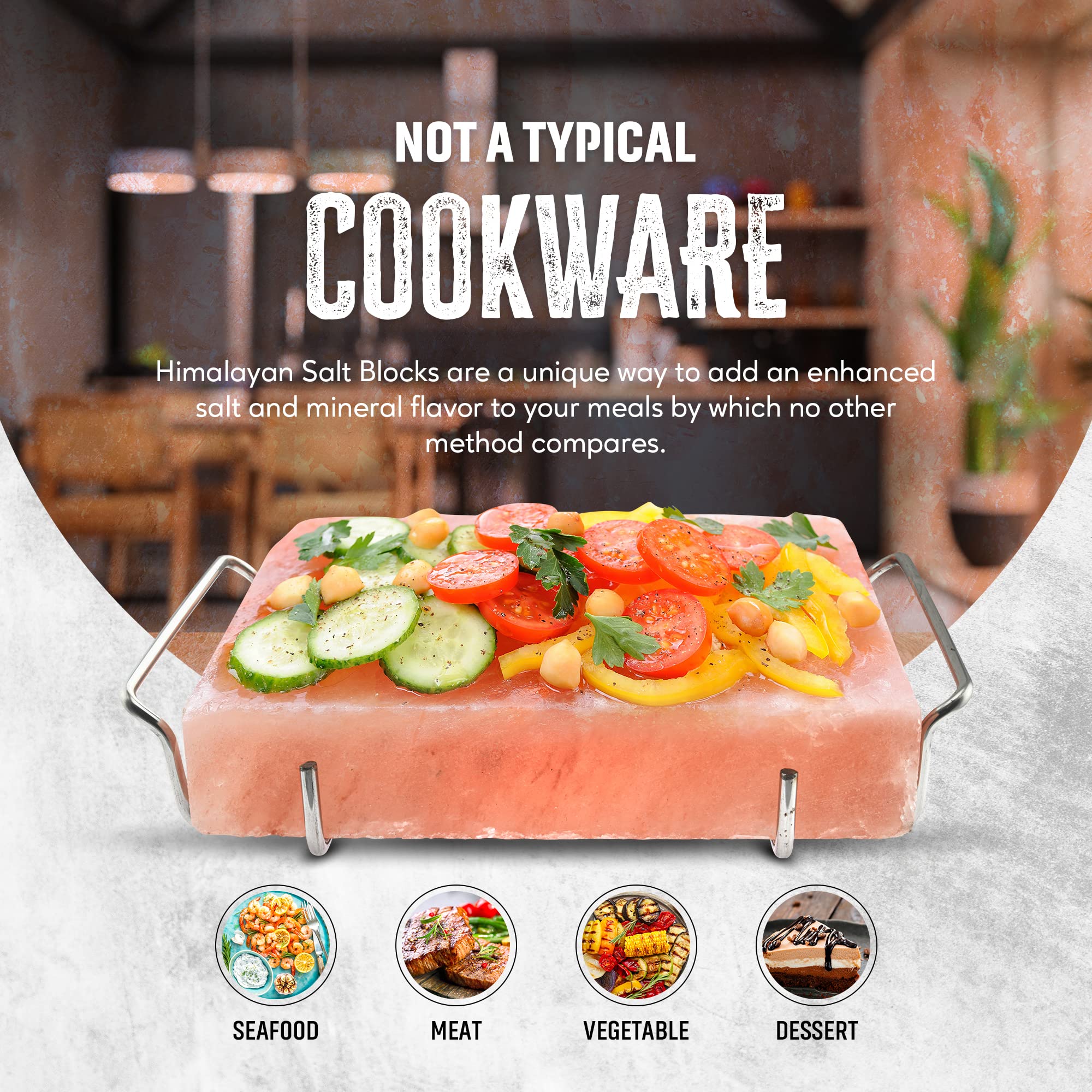 UMAID Natural Pink Himalayan Salt Block Cooking Plate 12 X 8 X 1.5 Large Salt Slab For Grilling, Cooking, Cutting and Serving, F