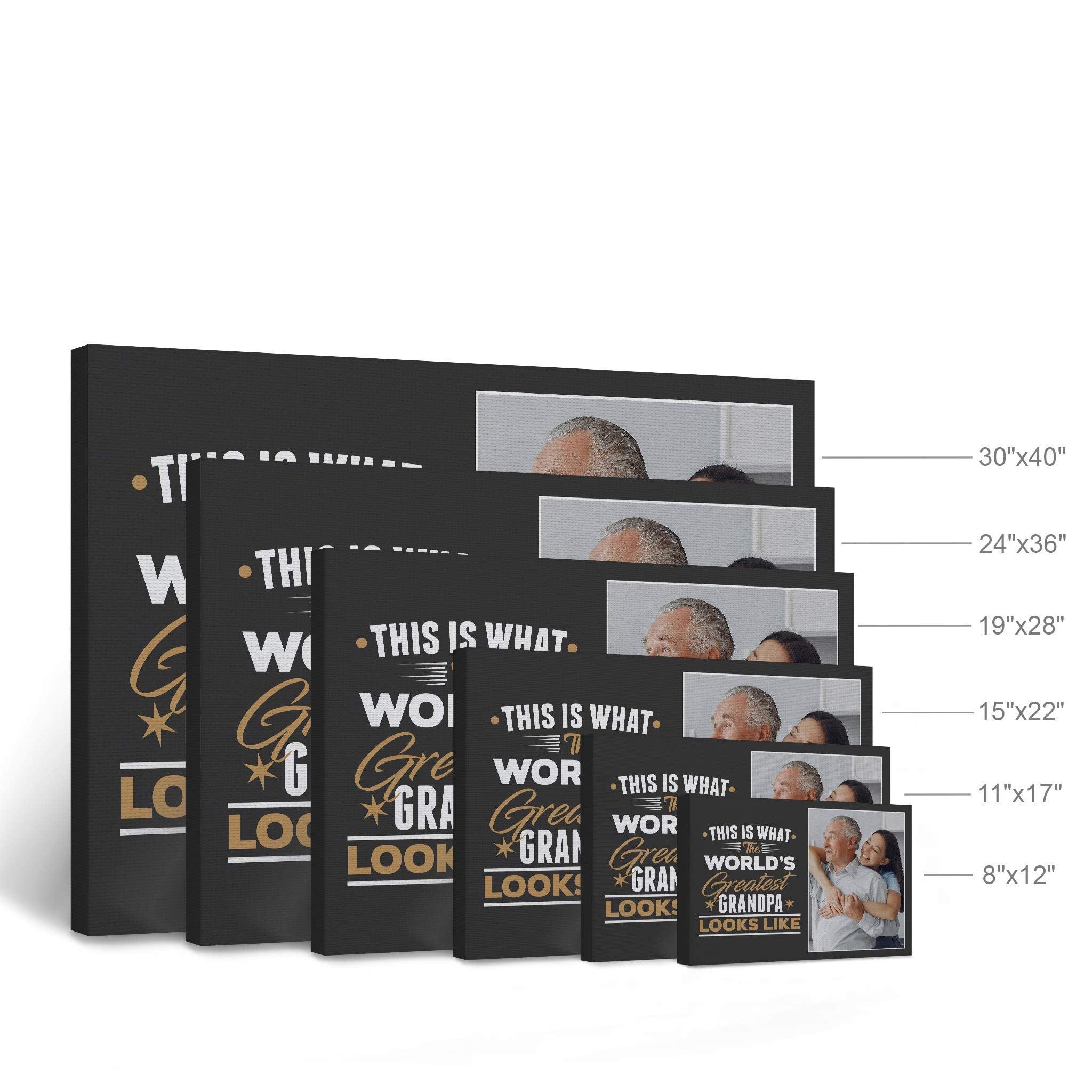 Smile Art Design Custom Photo Print Canvas Print with Your Photo Personalized Photo The World's Greatest Grandpa Quote Personalized Gifts for Grandfathers for Papa - 15x22 inches