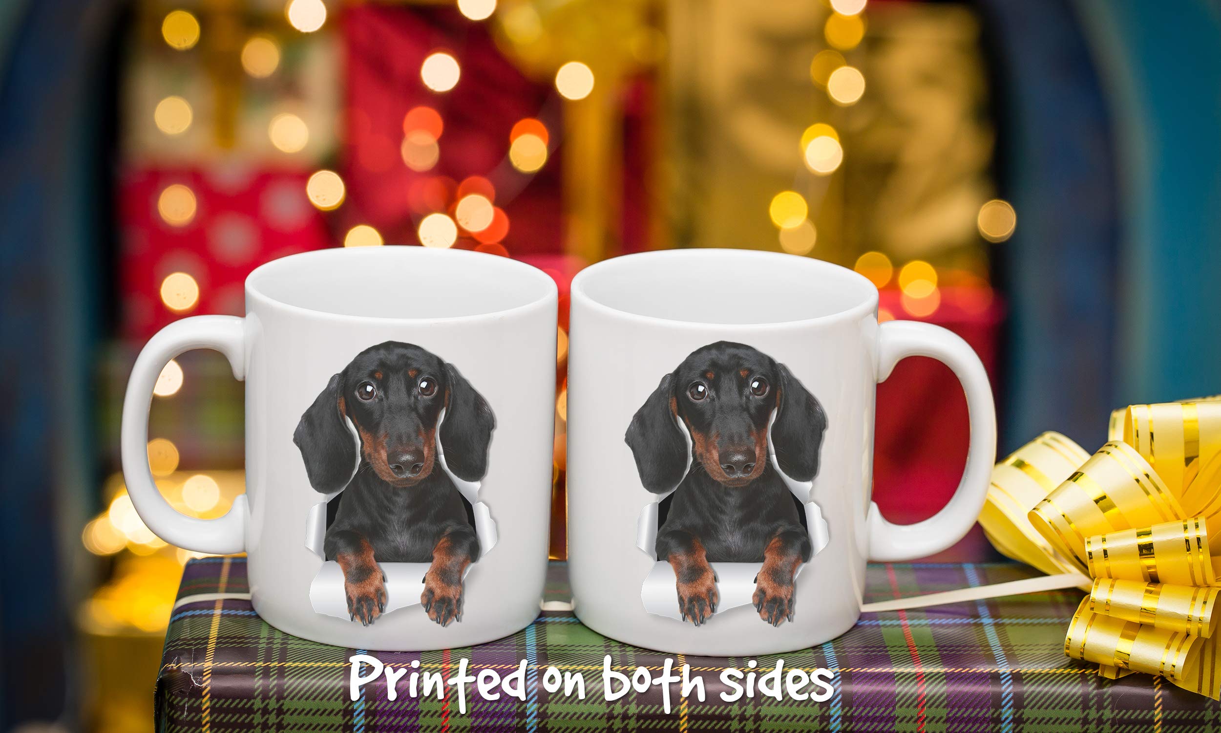 Winston & Bear Cute Dachshund Mug - Ceramic Black Dachshund Coffee Mug - Perfect Dachshund Gifts - Funny Cute Sausage Dog Coffee