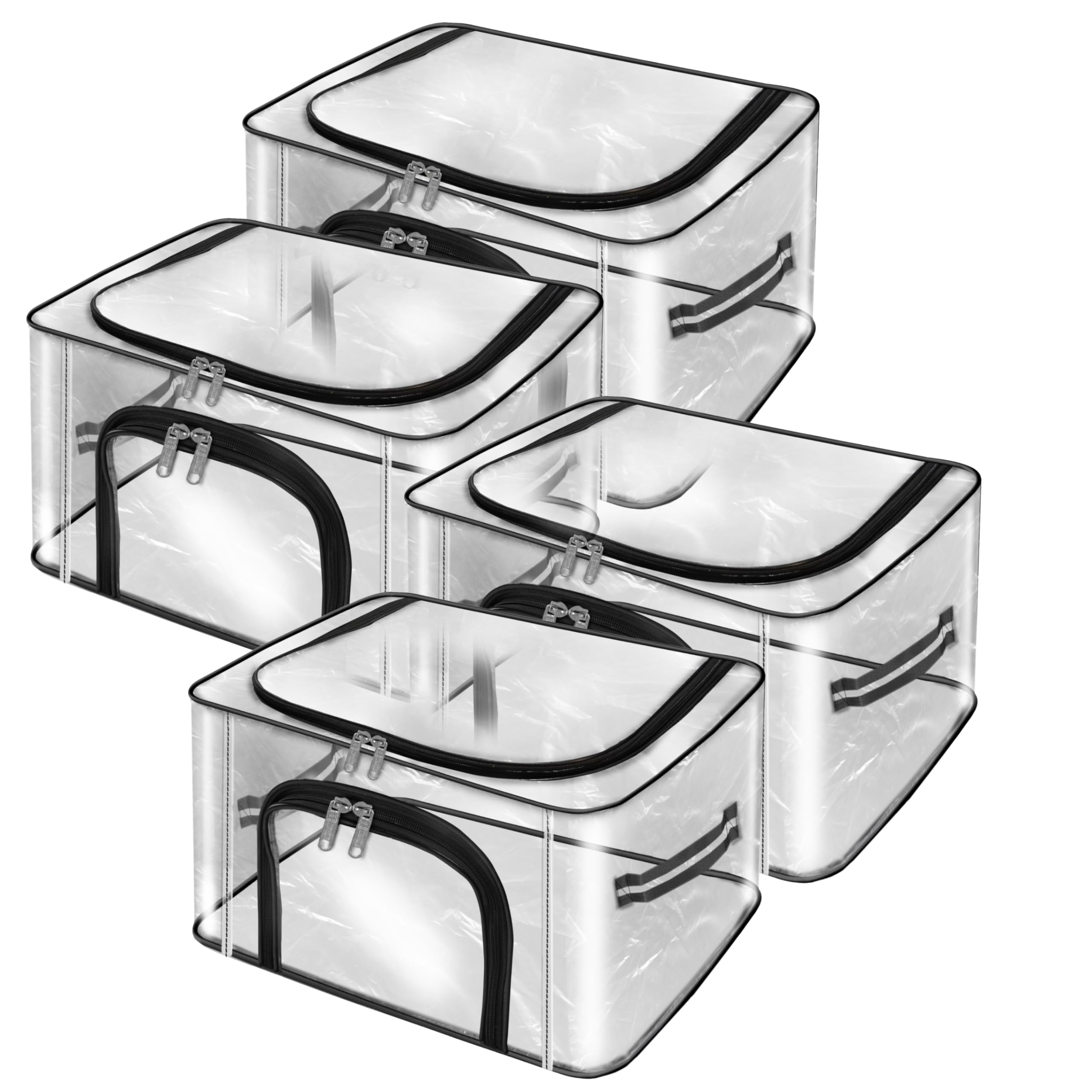 Storite 4 Pack 28 L Transparent Pvc Wardrobe Bag Underbed Moisture Proof Cloth Storage Organizer, Storage Box For Clothes Saree