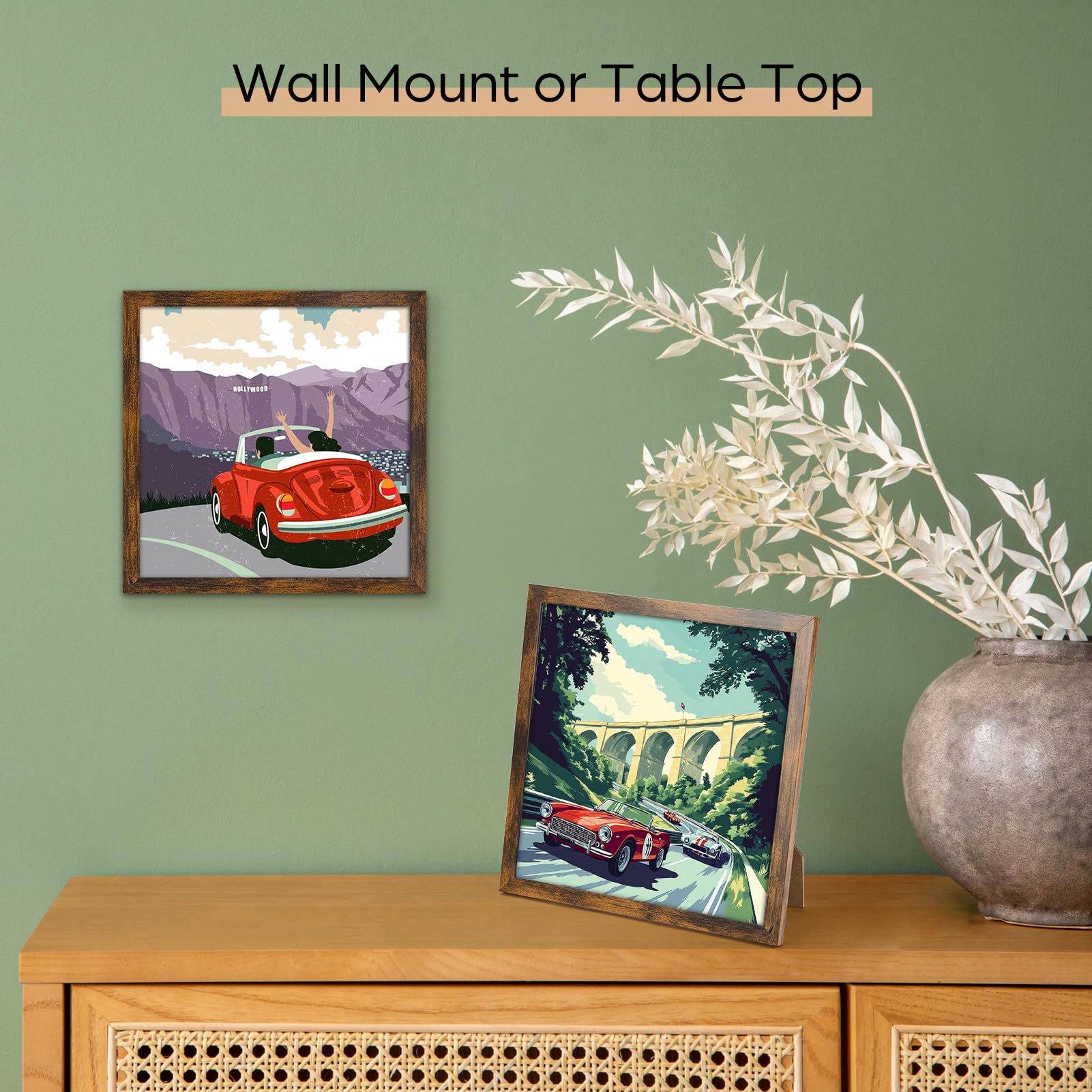 Giftgarden 8x8 Picture Frame Rustic Brown, 8 by 8 Thin Square Photo Frame for Gallery Wall Tabletop Display, Single