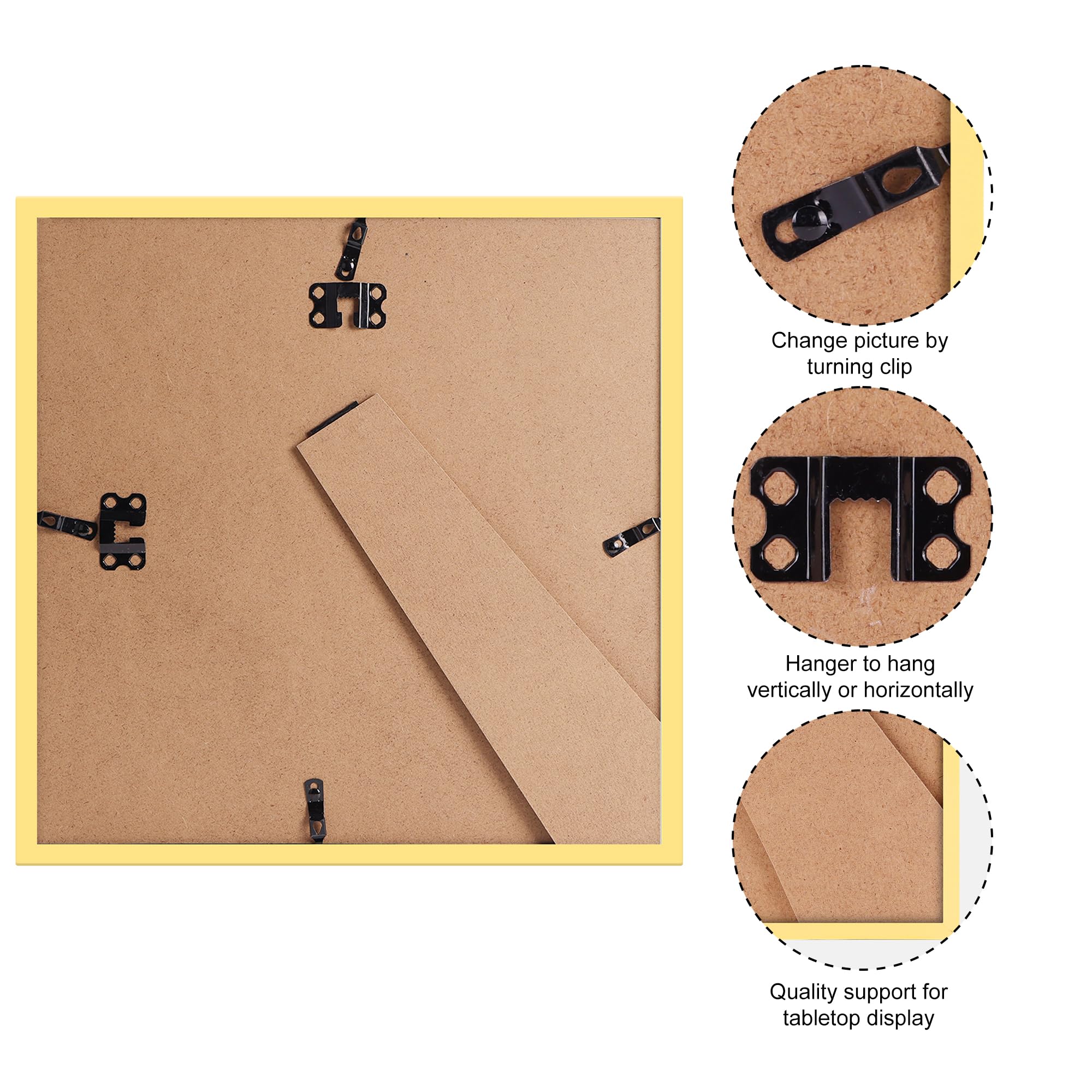 Giftgarden 8x8 Picture Frame Gold, 8 by 8 Thin Square Photo Frame for Gallery Wall Tabletop Display, Single