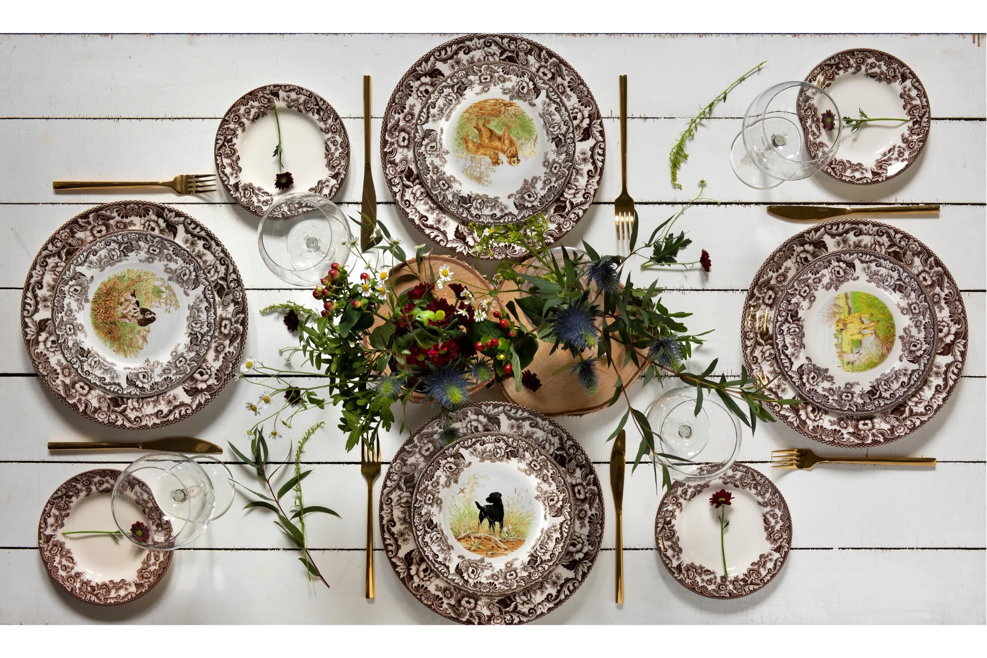 Spode Woodland Hunting Dogs, 10.5 Dinner Plate - English Springer Spaniel Design, Made in England, Microwave Safe & Dishwasher S