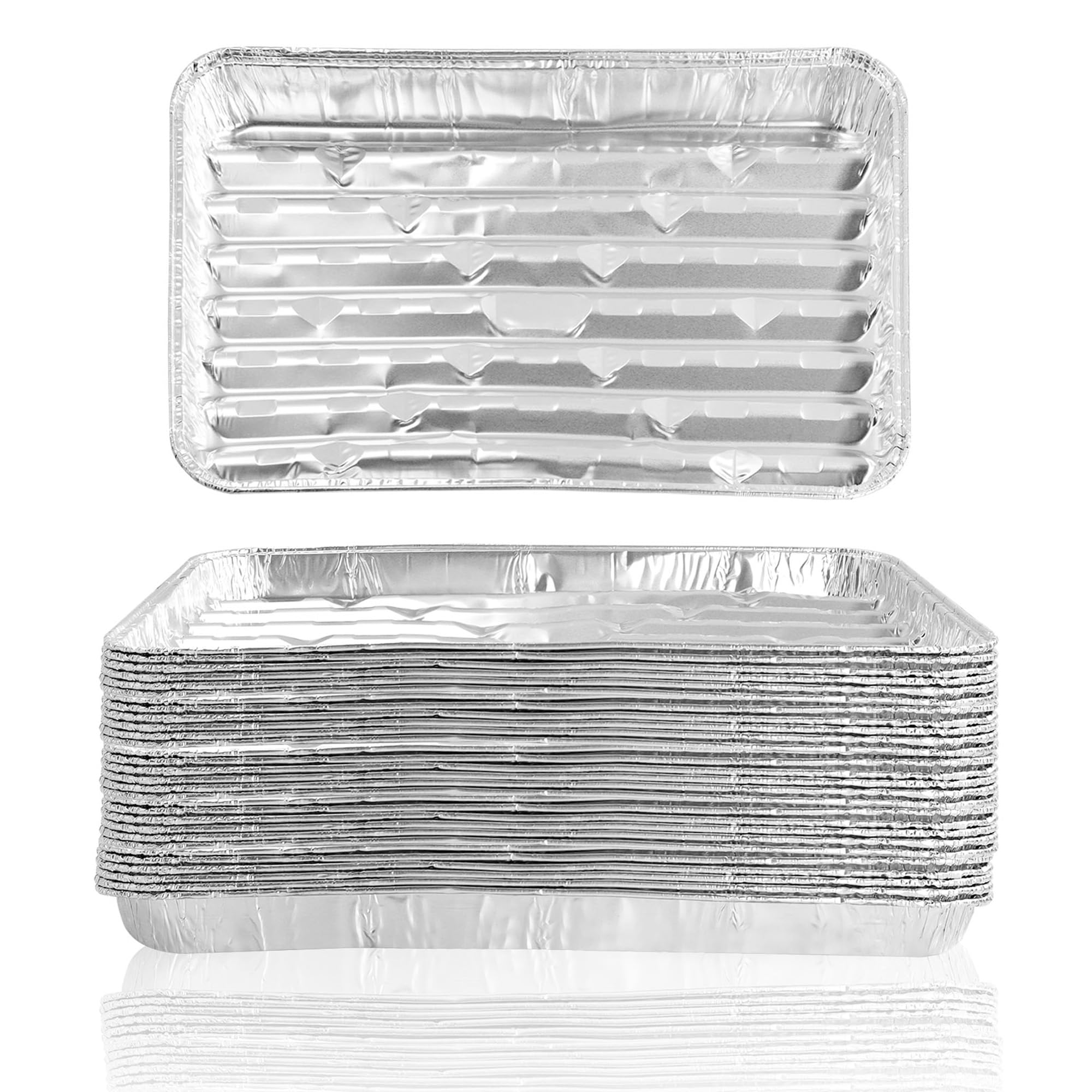 YEUIKERR 25 Pack Disposable Aluminum Broiler Pans for Oven 13 x 9 x 1 inch