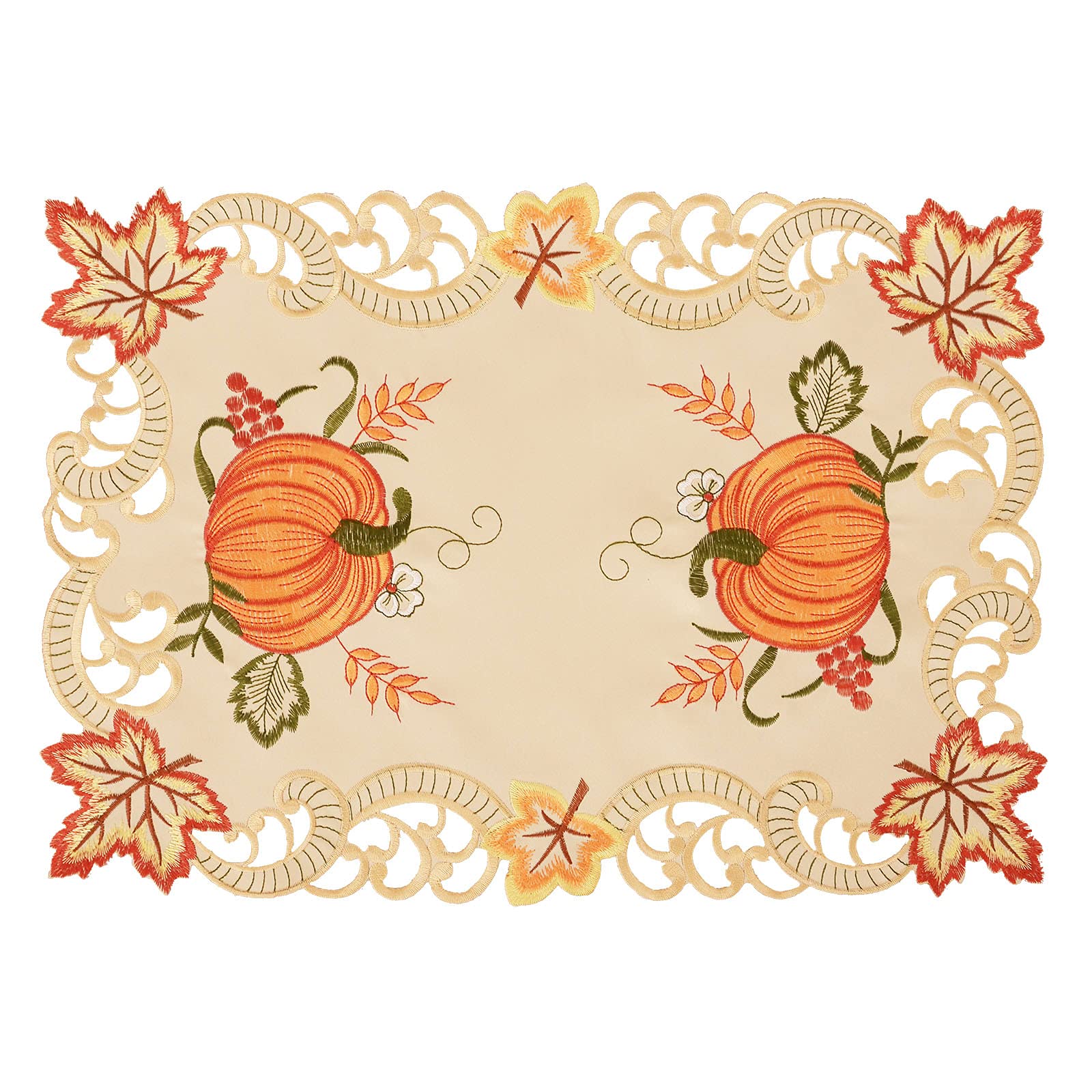 Simhomsen Embroidered Thanksgiving Harvest Pumpkins Table Runners for Autumn or Fall Decorations (13   19 Inch Set of 6)