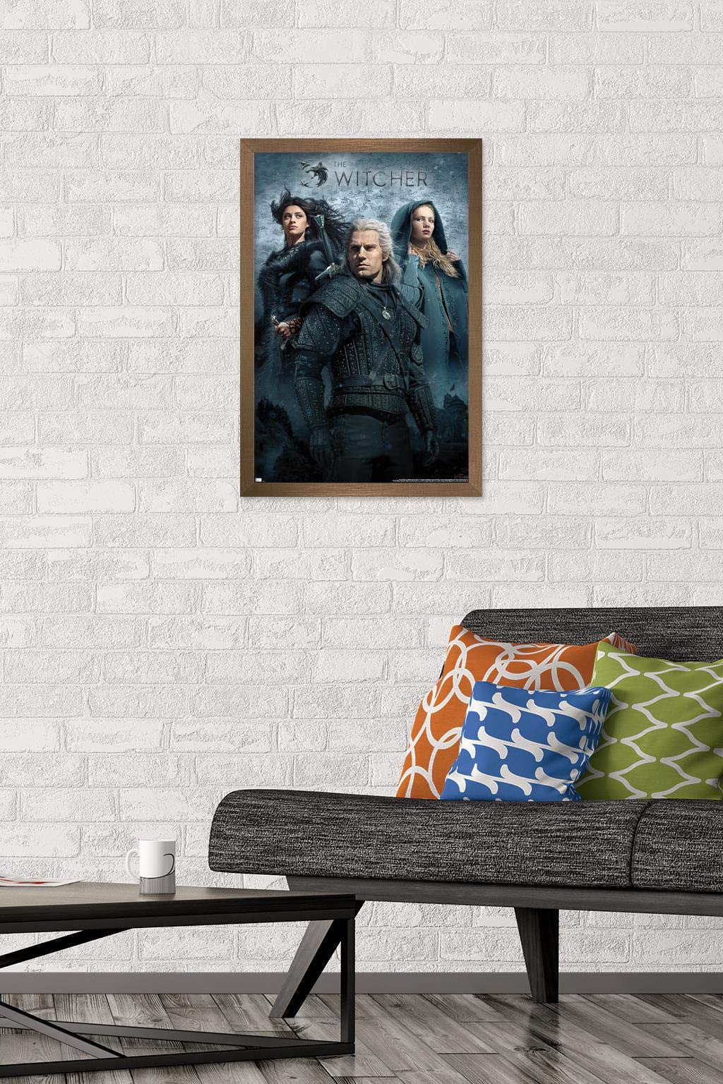 Trends International Netflix The Witcher - Key Art Wall Poster, 14.725'' X 22.375'', Bronze Framed Version