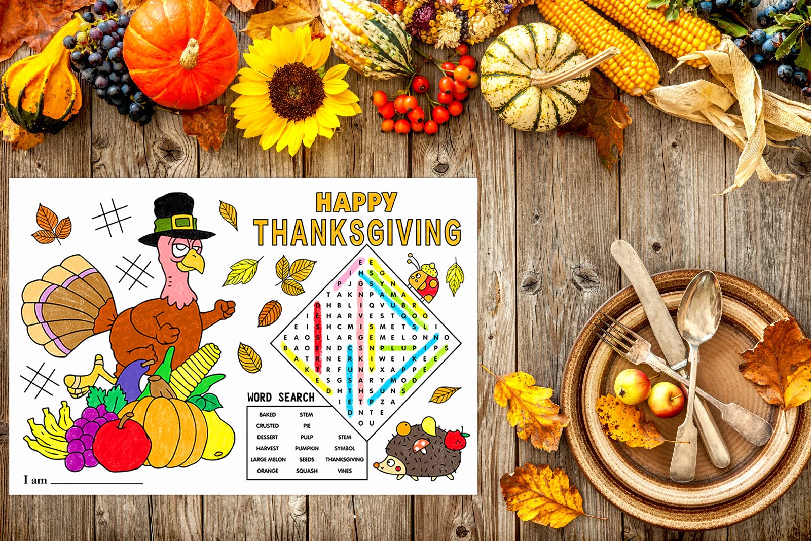 Whatsign Thanksgiving Placemats For Kids 12 Sheets Thanksgiving Coloring Paper Placemats Fall Thanksgiving Paper Table Mat For T