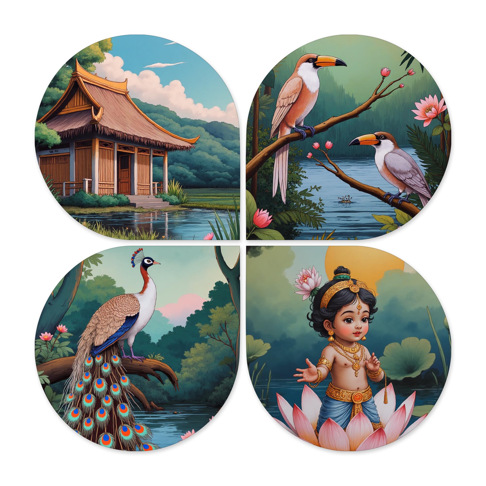 Artvibes Nature Spiritual Wooden Wall Hanger For Home Decor | Graphic Artwork | Door Decoration Items | Paintings For Wall | Wal