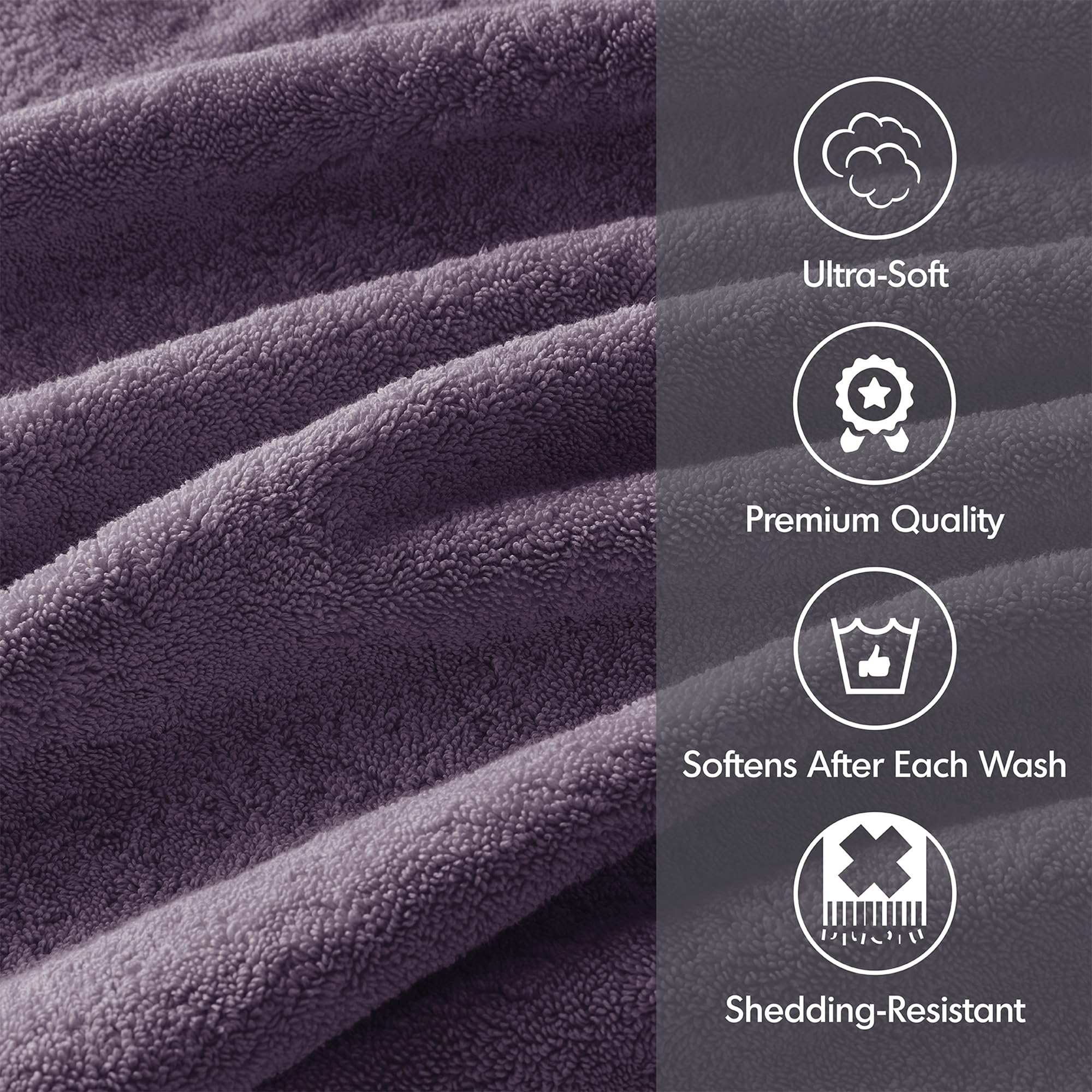 MADISON PARK SIGNATURE 800GSM 100% Cotton Luxury Turkish Bathroom Towels Oversized Linen Cotton Bath Towel Set  8-Piece Include 2 Bath Towels  2 Hand Towels & 4 Wash Towels  Purple