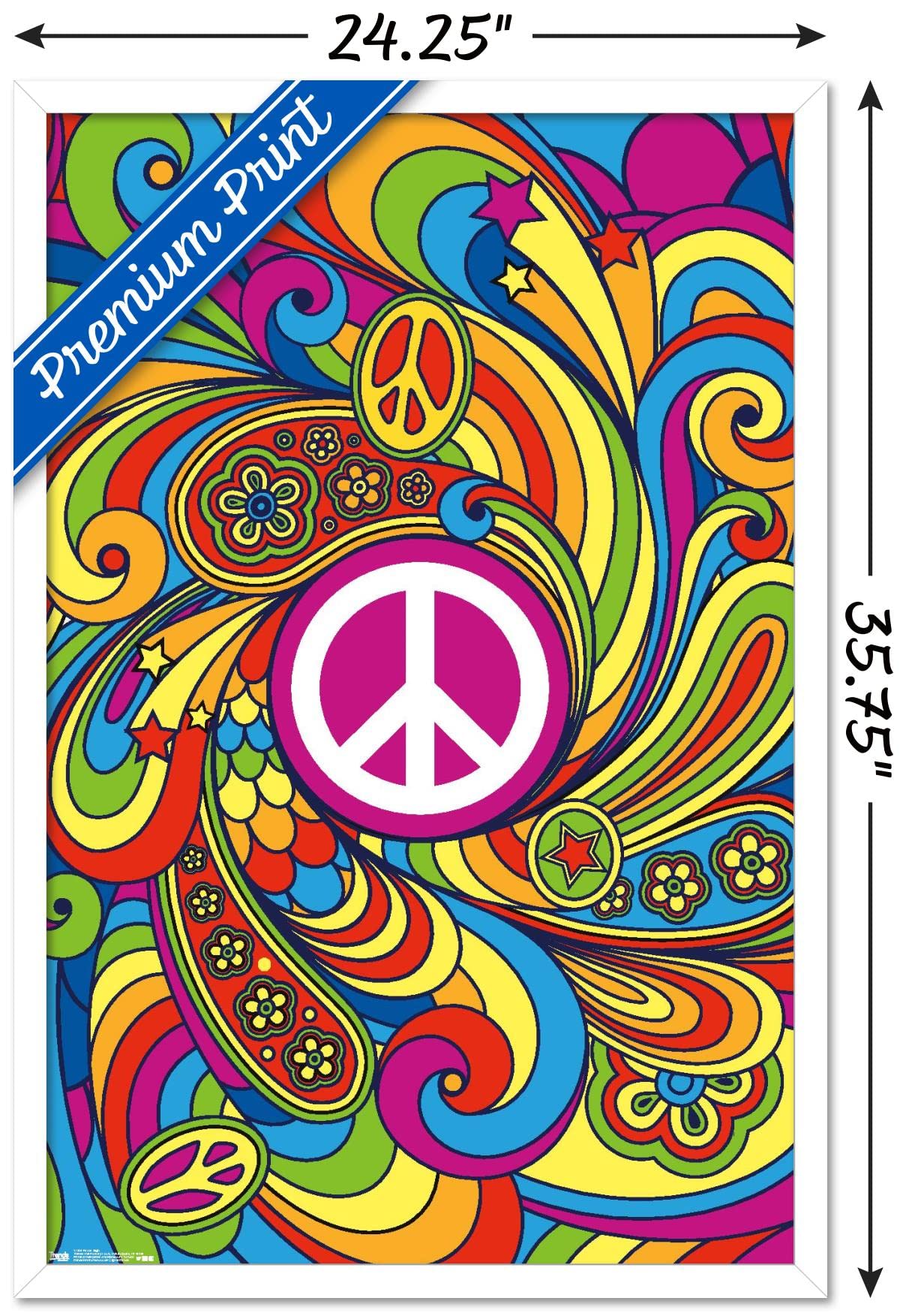 Trends International Peace Sign Wall Poster, 22.375'' X 34'', White Framed Version