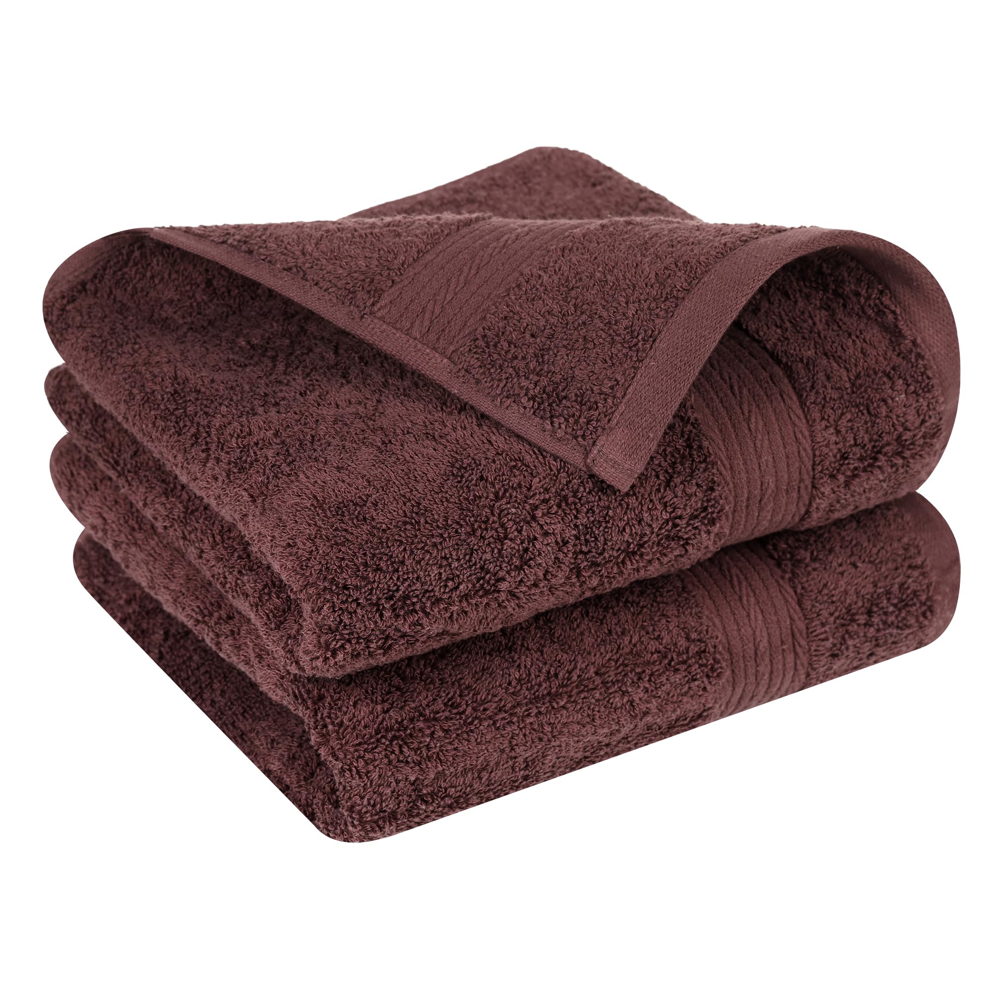 Ample Decor Hand Towel For Bathroom 18 X 28 Inch 600 Gsm 100% Cotton, Soft Absorbent - 2 Pcs Brown
