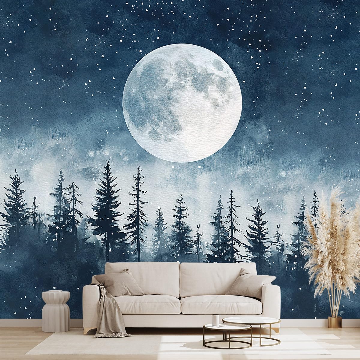 WXHFM - Foggy Forest Wallpaper Misty Forest wall Mural for Bedroom- 137x96 (Not Peel and Stick)