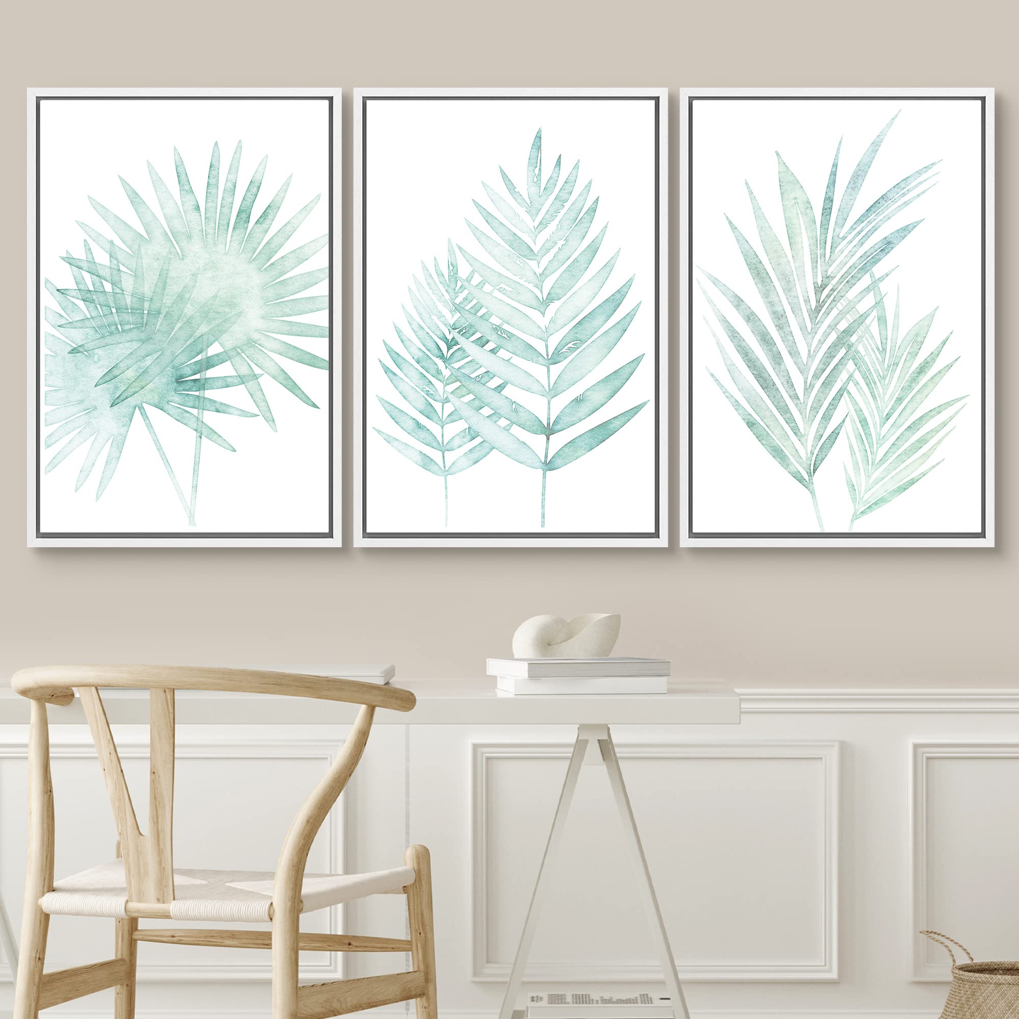 Signwin Framed Canvas Print Wall Art Set Pastel Watercolor Forest Plant Collage Nature Floral Illustrations Modern Rustic Scenic