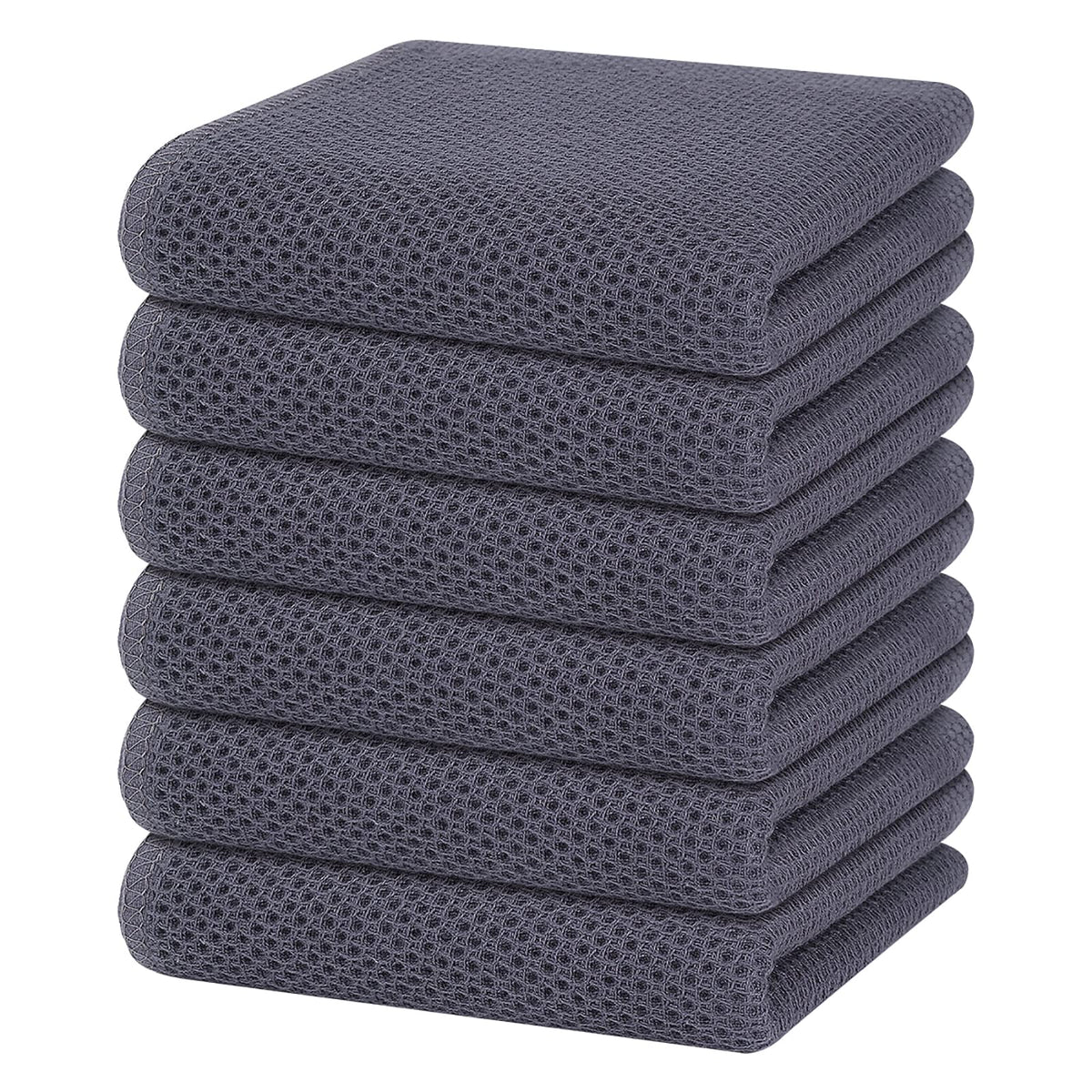 Homaxy 100% Cotton Waffle Weave Kitchen Dish Towels, Ultra Soft Absorbent Quick Drying Cleaning Towel, 13 X 28 Inches, 6-Pack, D
