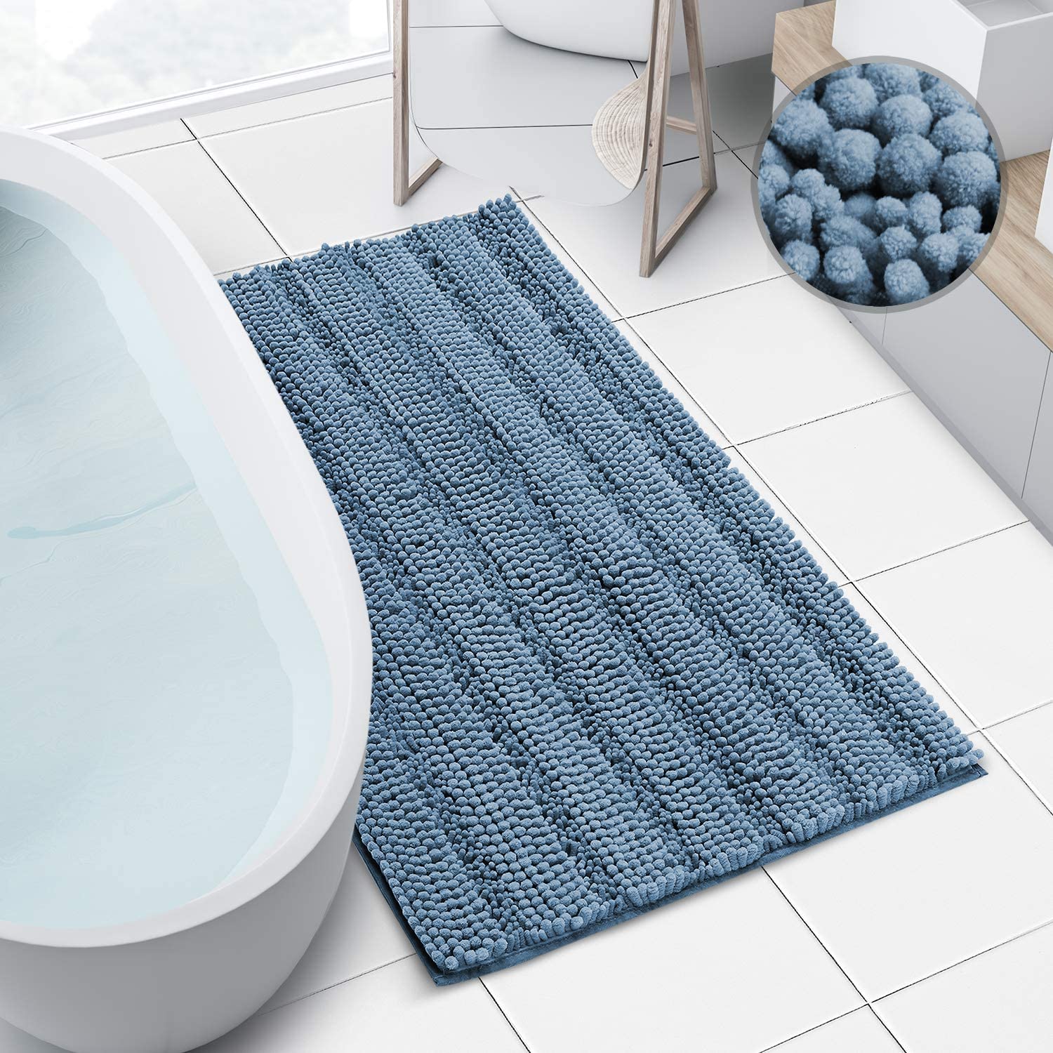 Clara Clark Chenille Bathroom Rugs, Ultra Soft Plush Shaggy Bath Mats For Bathroom, Machine Washable Non Slip Backing Rubber Bat