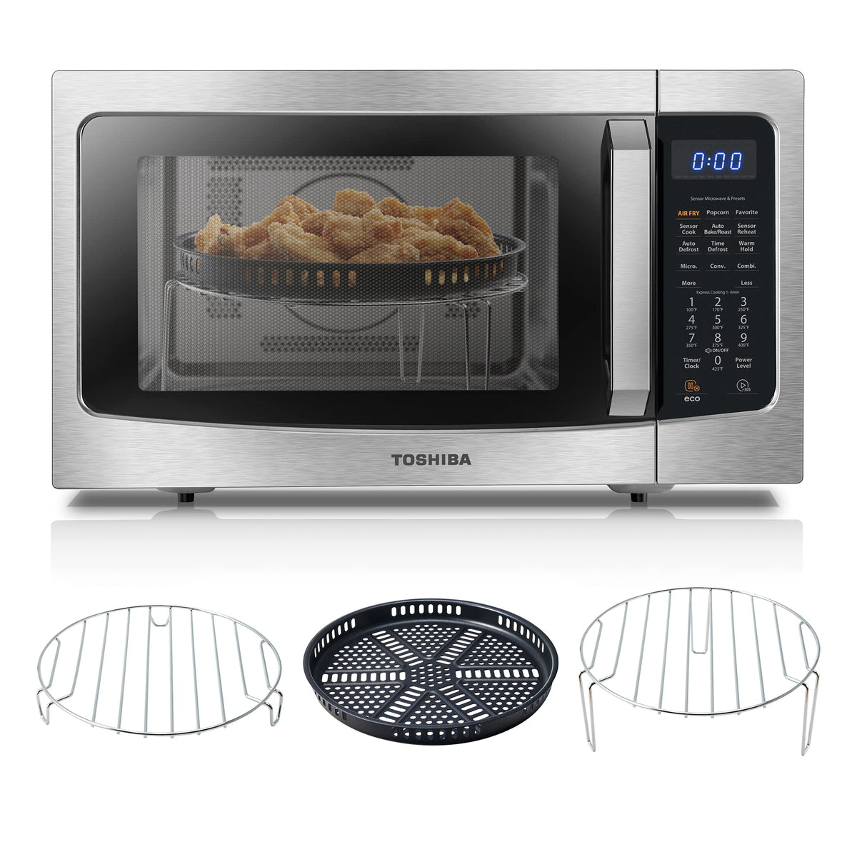 Toshiba 4-In-1 Ml-Ec42P(Ss) Countertop Microwave Oven, Smart Sensor, Convection, Air Fryer Combo, Mute Function, Position Memory