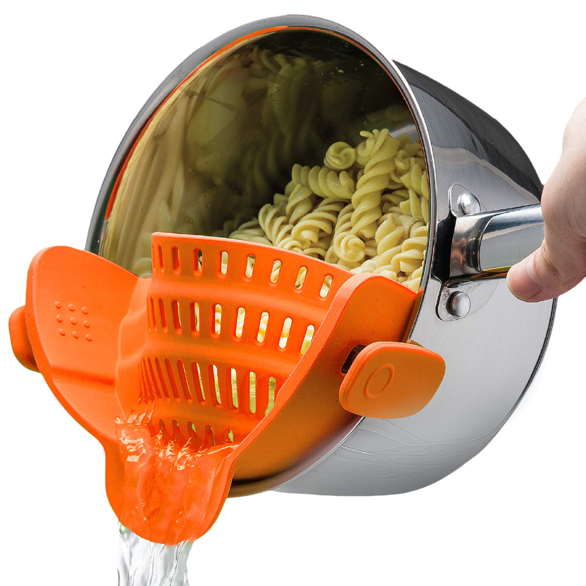 Kitchen Gizmo Snap N Strain Pot Strainer And Pasta Strainer - Adjustable Silicone Clip On Strainer For Pots, Pans, And Bowls - K