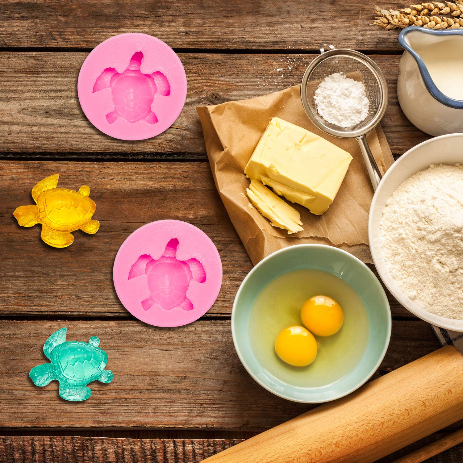 2 Pieces Sea Turtle Silicone Mold Turtle Candy Fondant Mold Tortoise Chocolate Making Mold For Diy Baking Cake Desserts Decorati