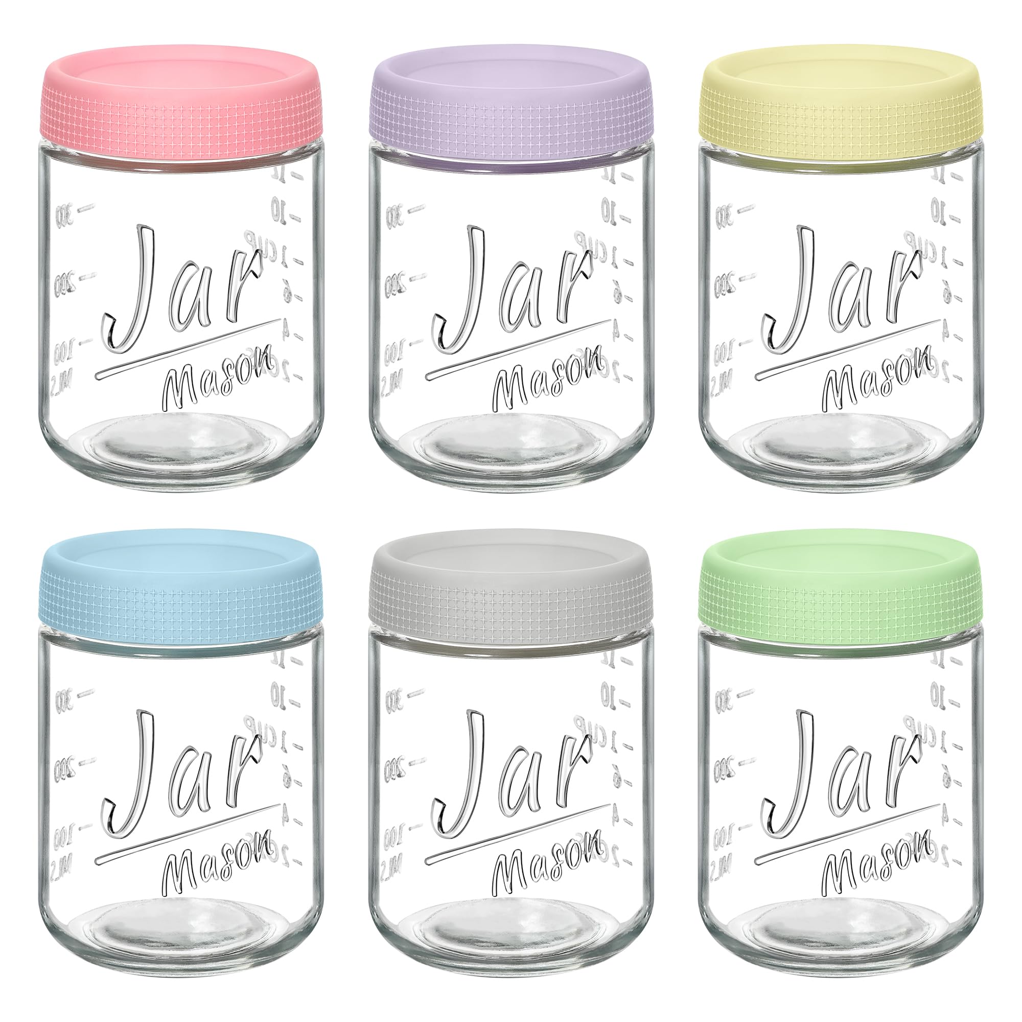 Xyptorix 6 Pack 16 oz Overnight Oats Containers with Lids, Glass Mason Jars